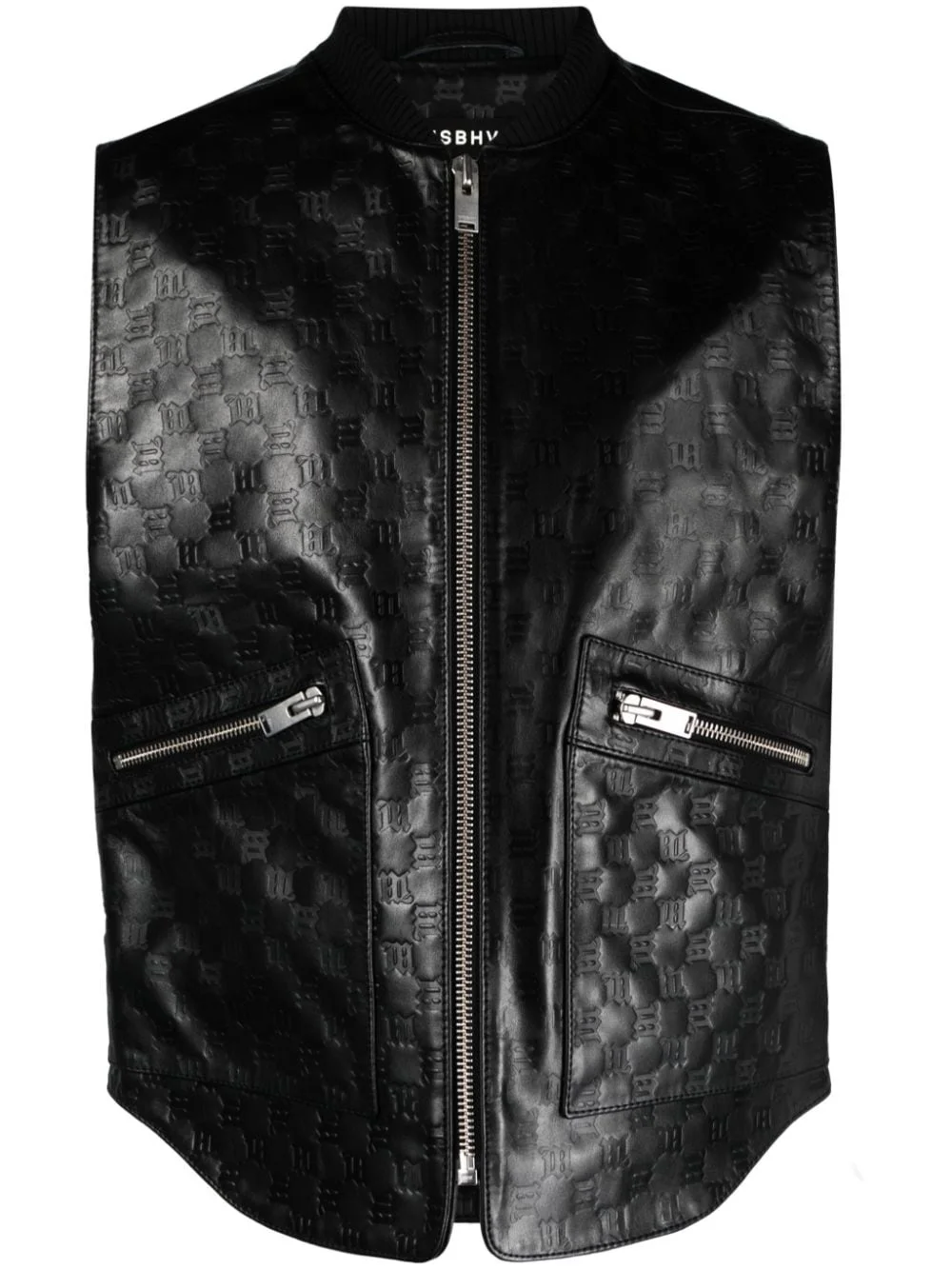 monogram-embossed leather vest - 1