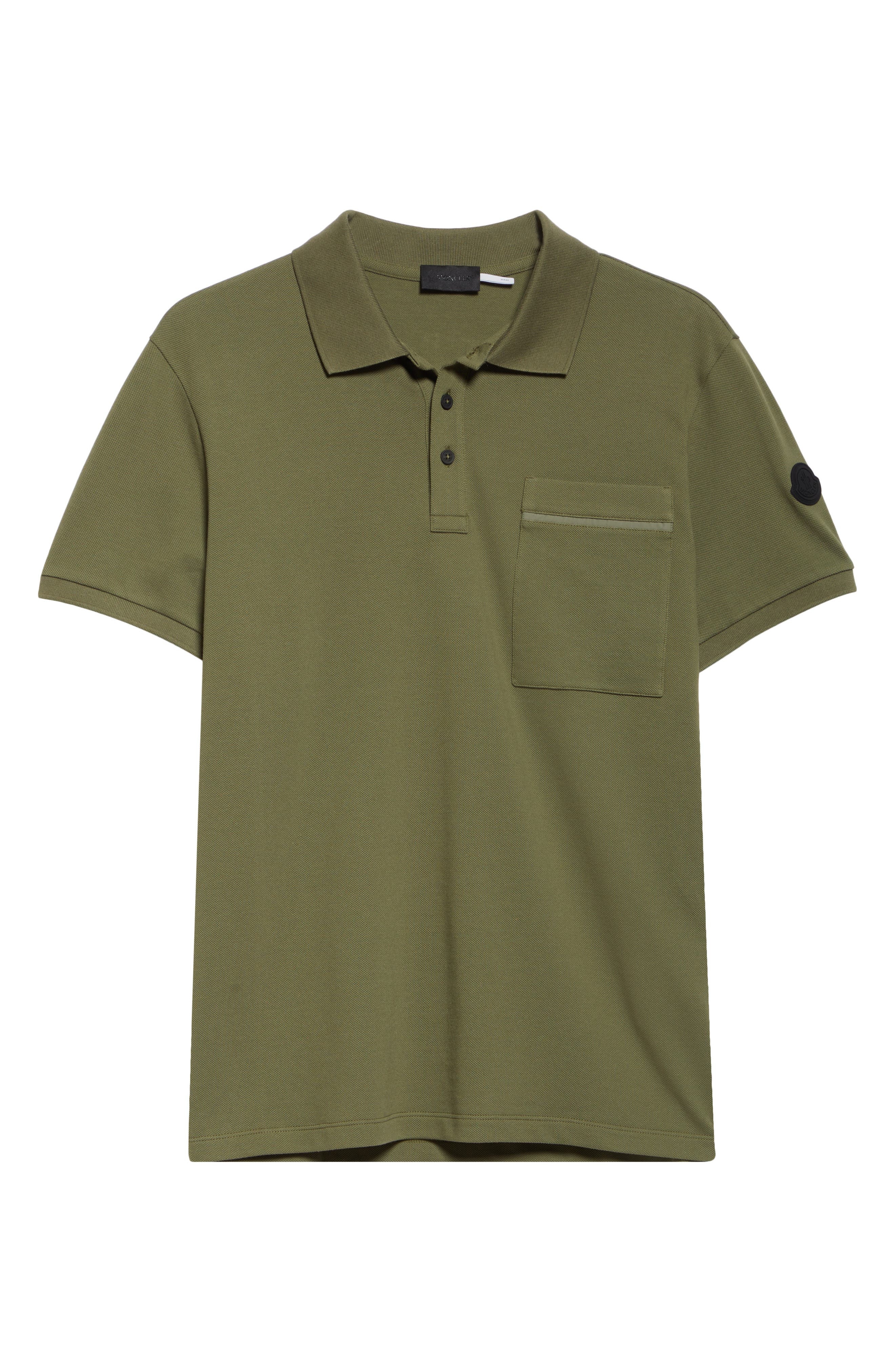 Moncler Logo Patch Cotton Piqué Polo in Smokey Olive at Nordstrom - 5