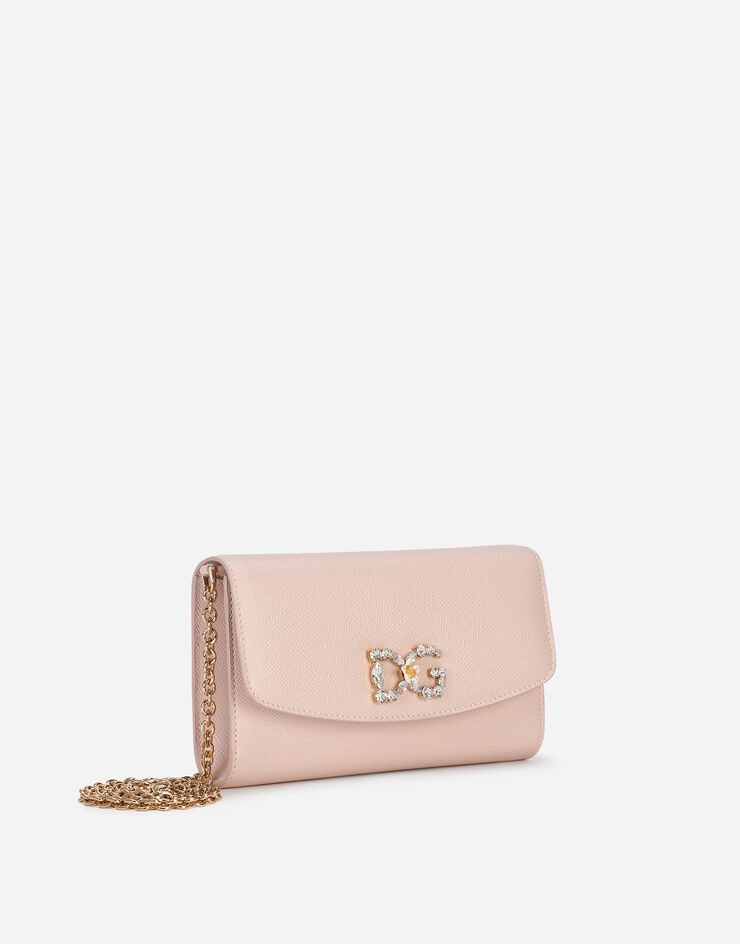 Dauphine calfskin mini bag with rhinestone-detailed DG logo - 2