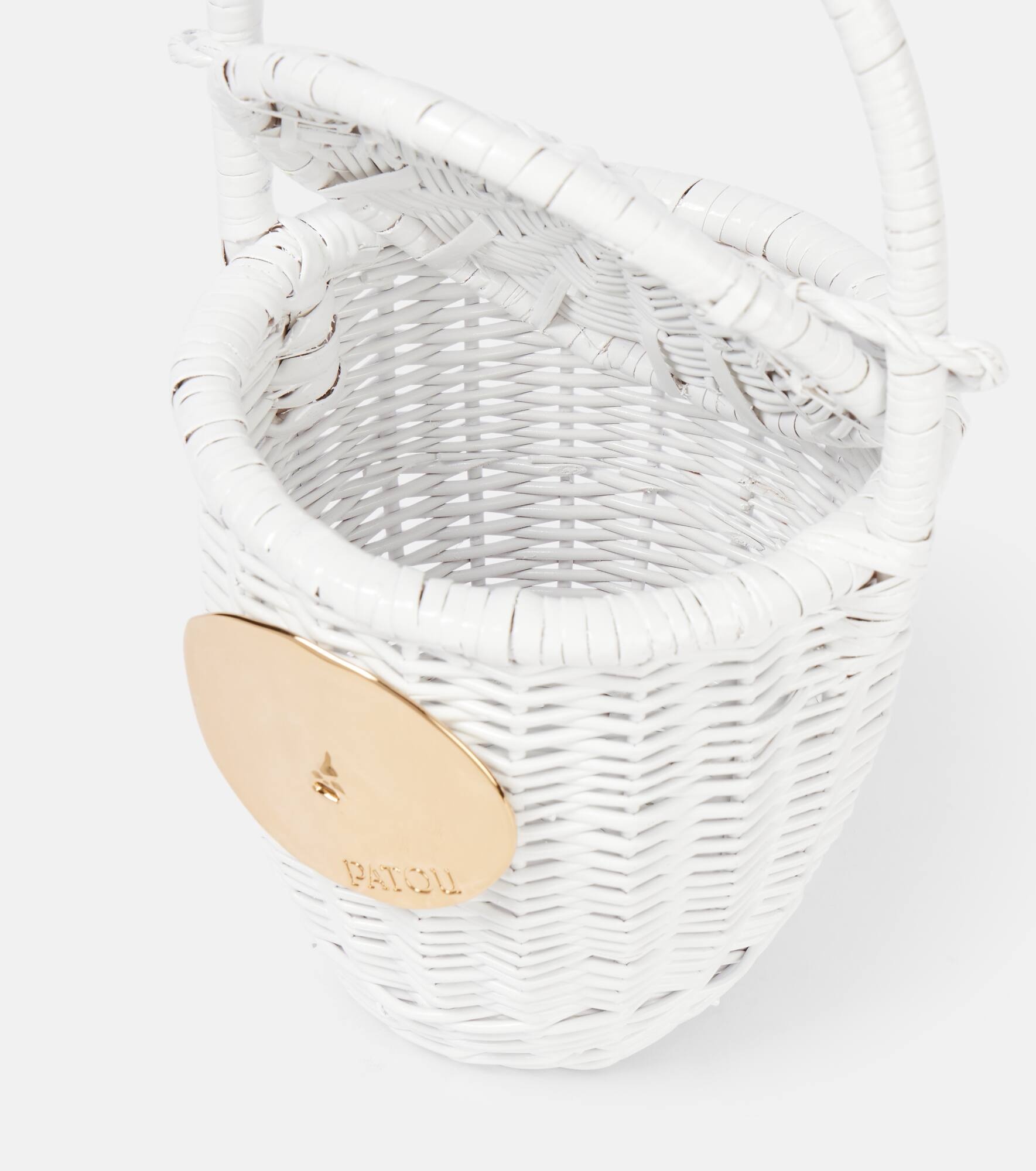 Embellished wicker bucket bag - 3