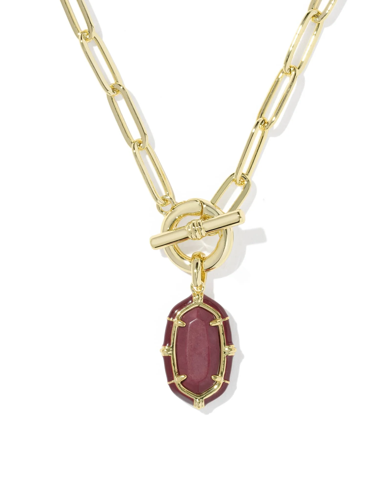 Elisa Gold Enamel Link and Chain Necklace - 1