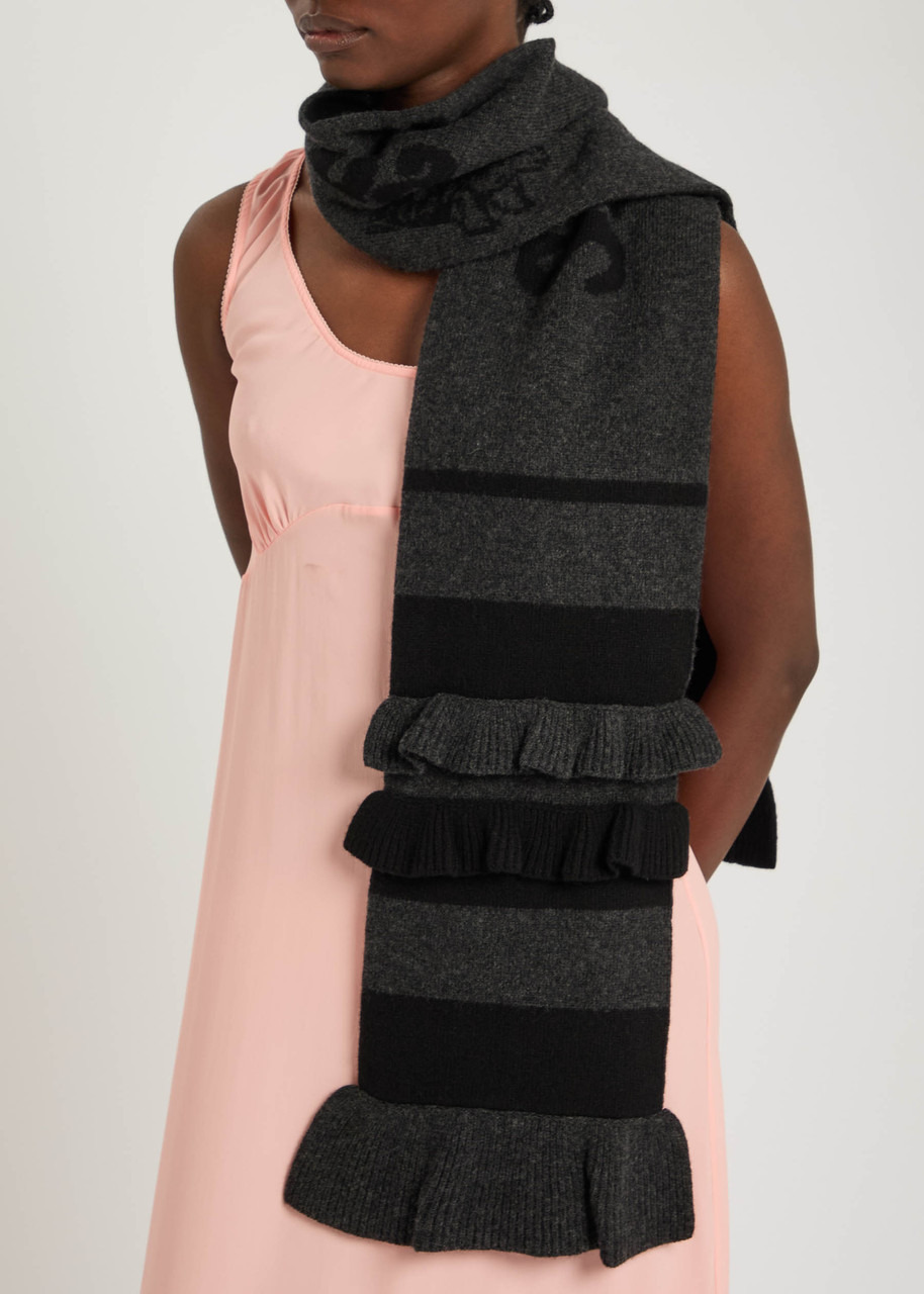 Simone Rocha Striped Ruffle-trimmed Wool-blend Scarf - 2