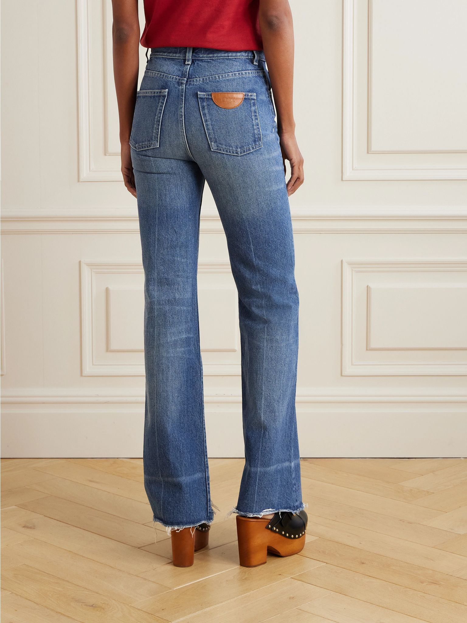 Snake frayed embellished straight-leg jeans Mid denim - 3