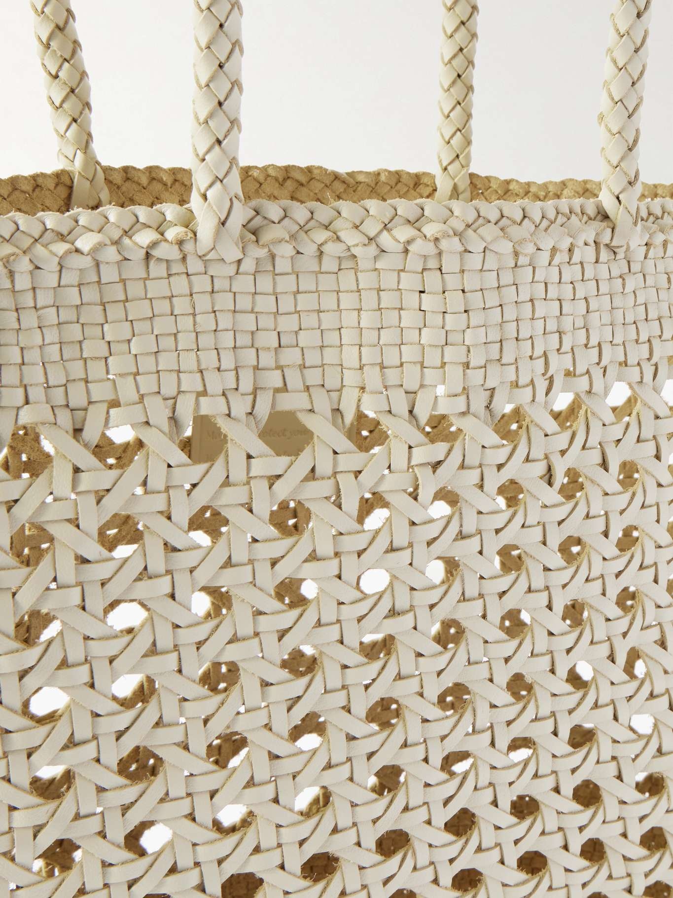 Eclipse woven leather tote Cream - 4