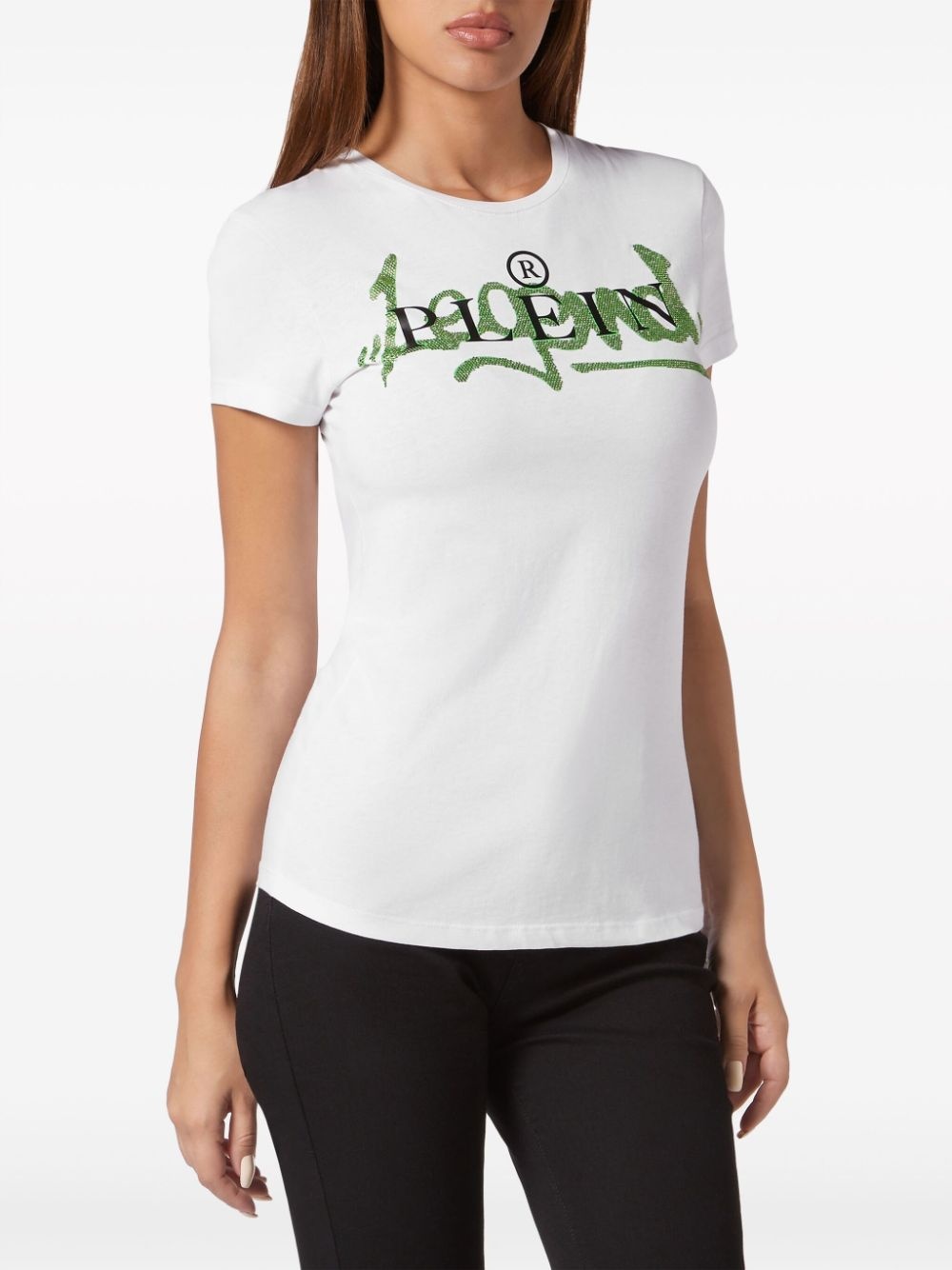 crystal-embellished cotton T-shirt - 3