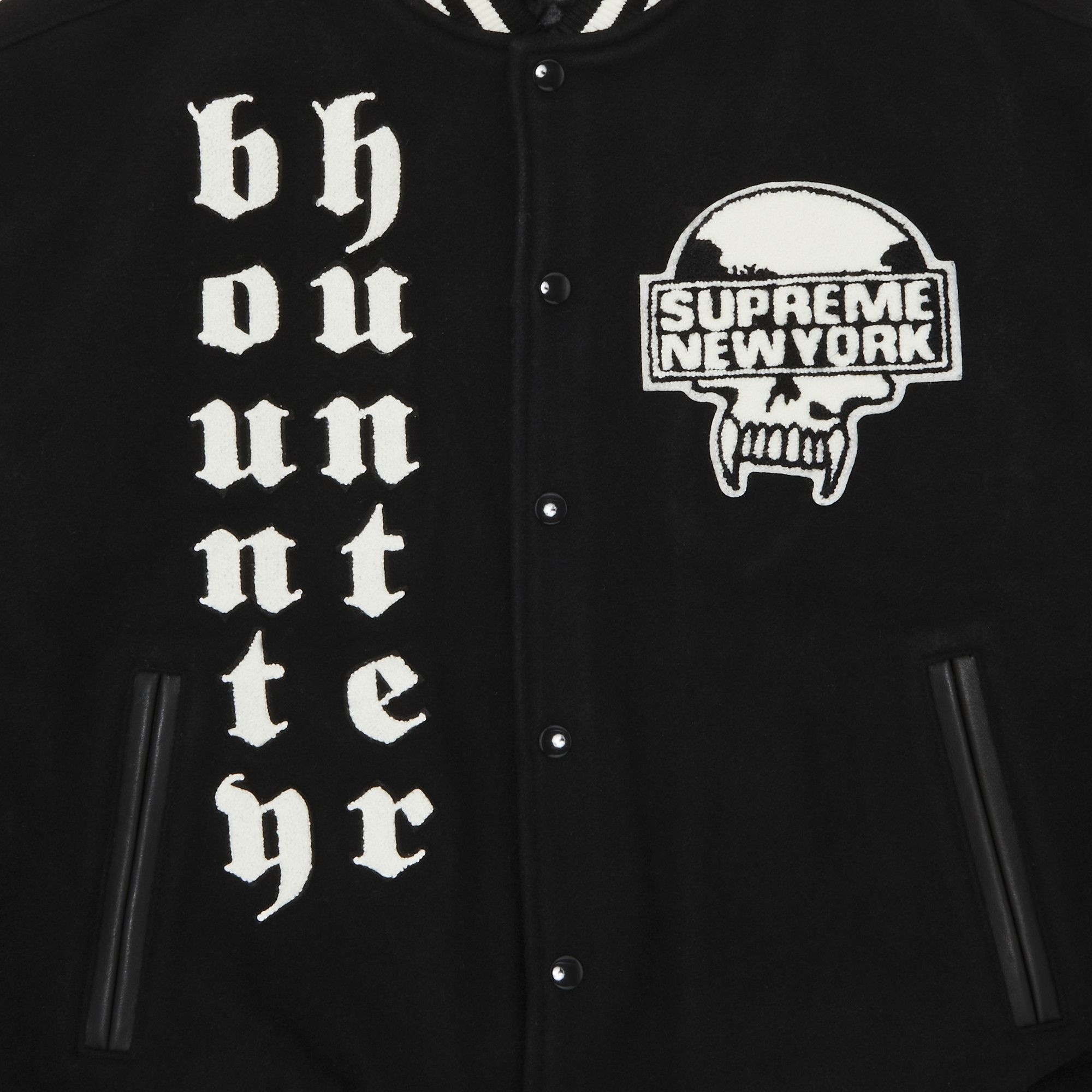 Supreme x Bounty Hunter Varsity Jacket 'Black' - 3