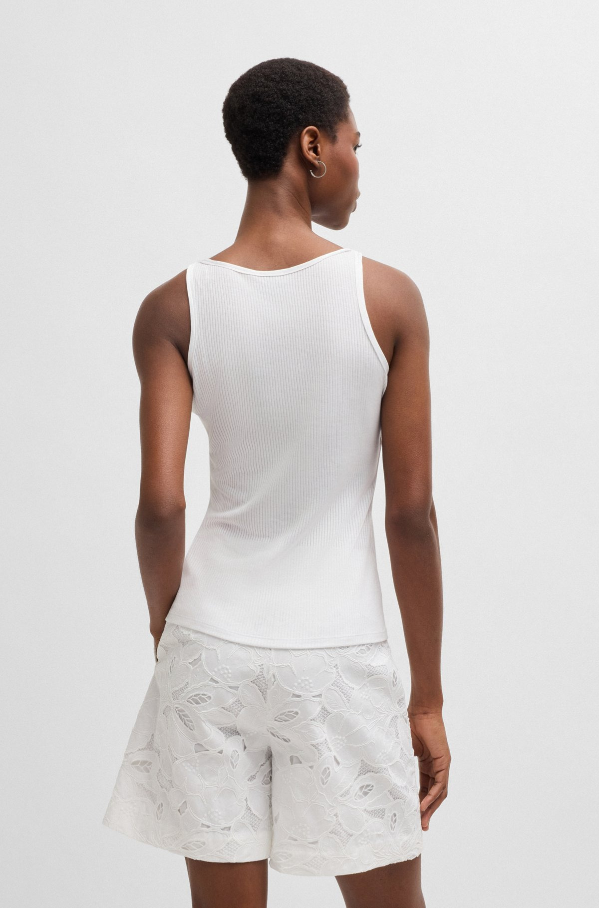 SHEER TANK TOP WITH RIBBED STRUCTURE - 4
