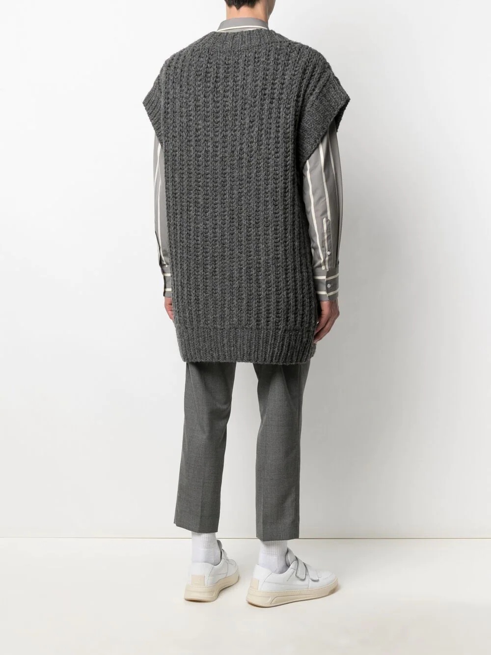 ribbed-knit cap-sleeve jumper - 5