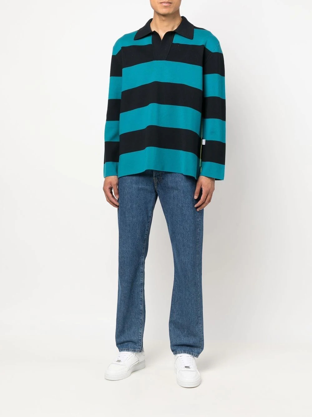 striped long-sleeve polo shirt - 2