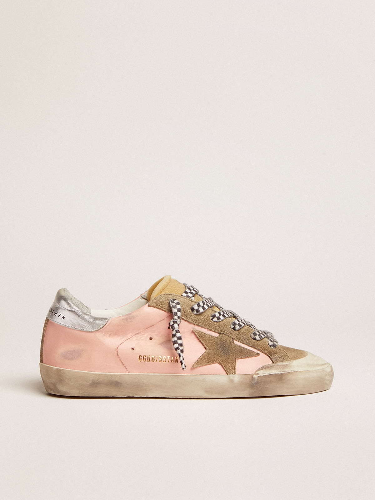 Women's Super-Star with silver leather star and pink heel tab