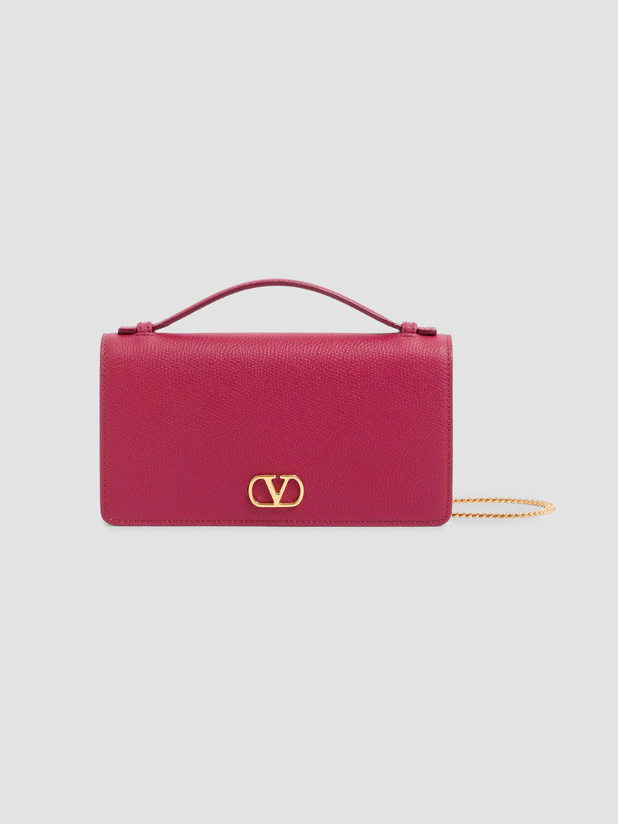 Women's VLogo Signature Grainy Calfskin Wallet with Chain - Insolent - 1