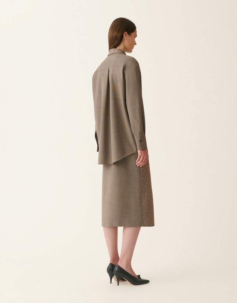 Boyfriend shirt in bi-stretch fresco wool 4