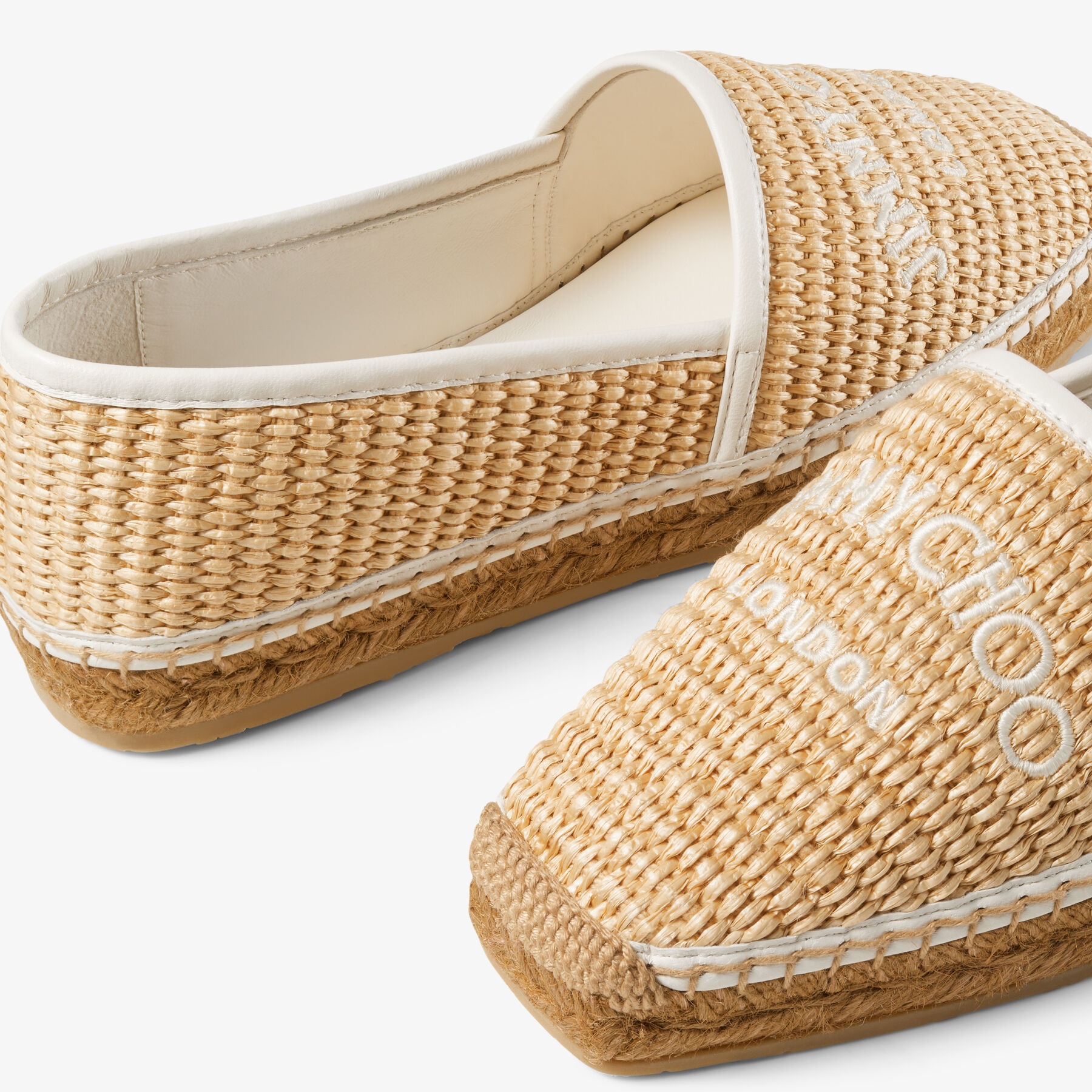 Brie Flat
Natural Jimmy Choo Embroidered Raffia Espadrilles - 4