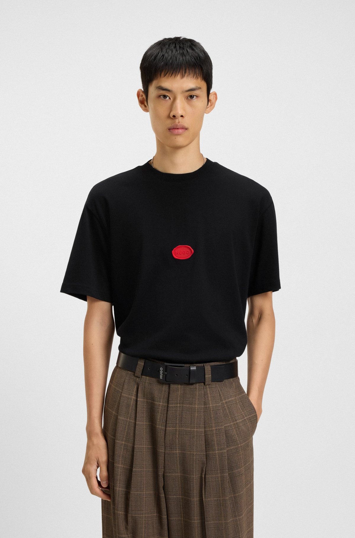 COTTON JERSEY T-SHIRT WITH CURVED LOGO - 2