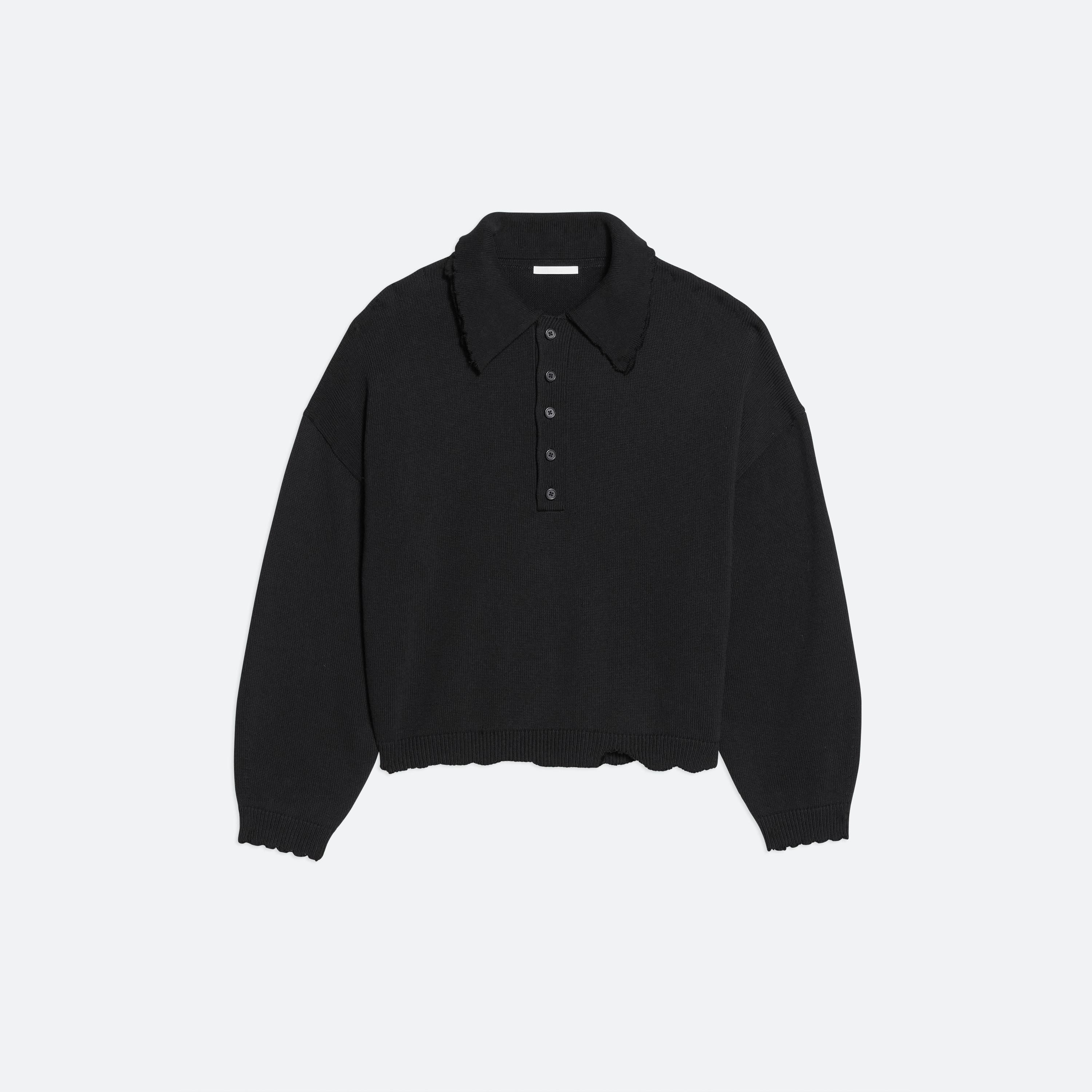 DISTRESSED POLO SWEATER - 1