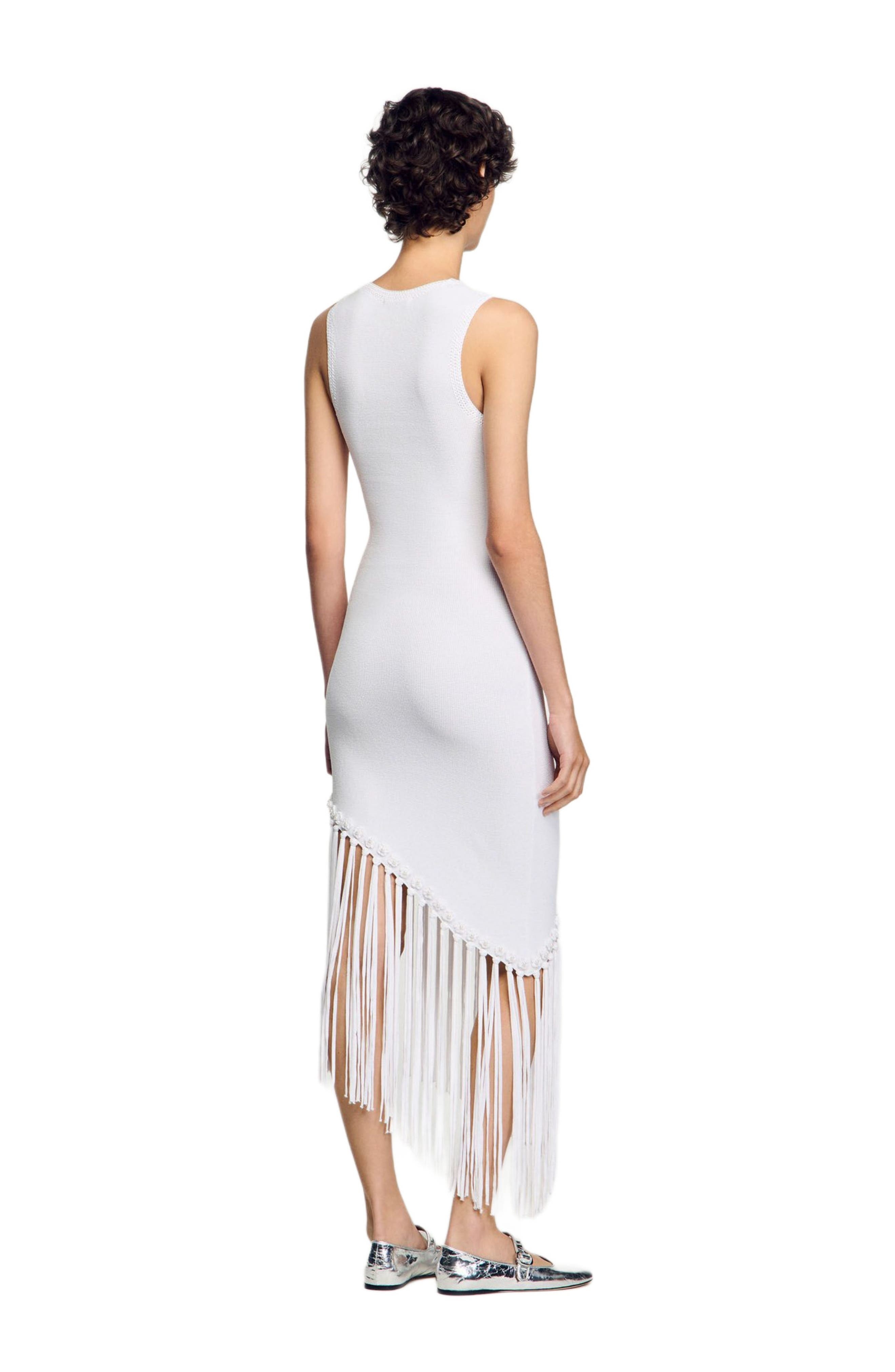 SANDRO Fringed crochet maxi dress in White at Nordstrom - 2
