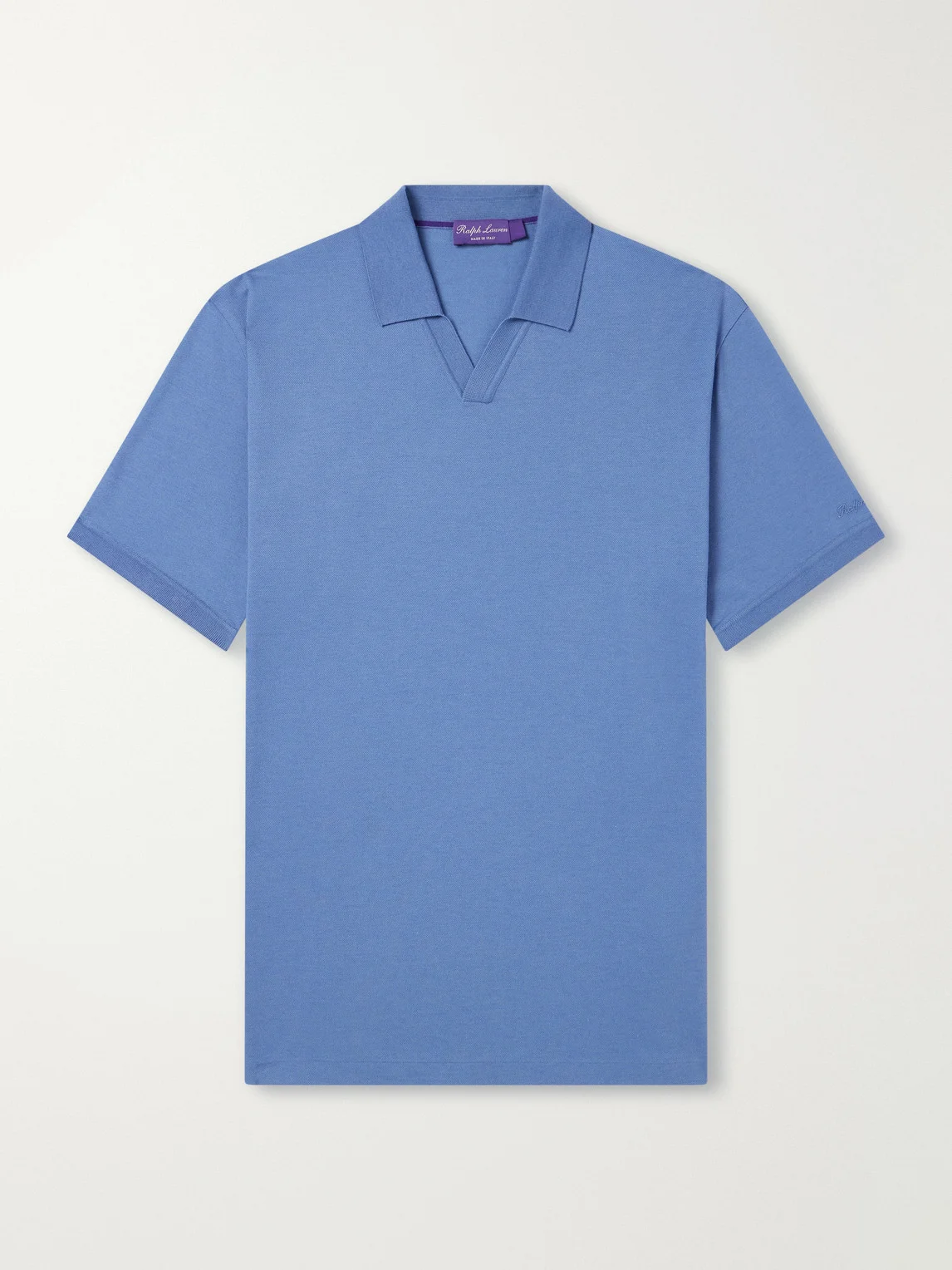 Johnny-Collar Cotton and Cashmere-Blend Piqué Polo Shirt - 1