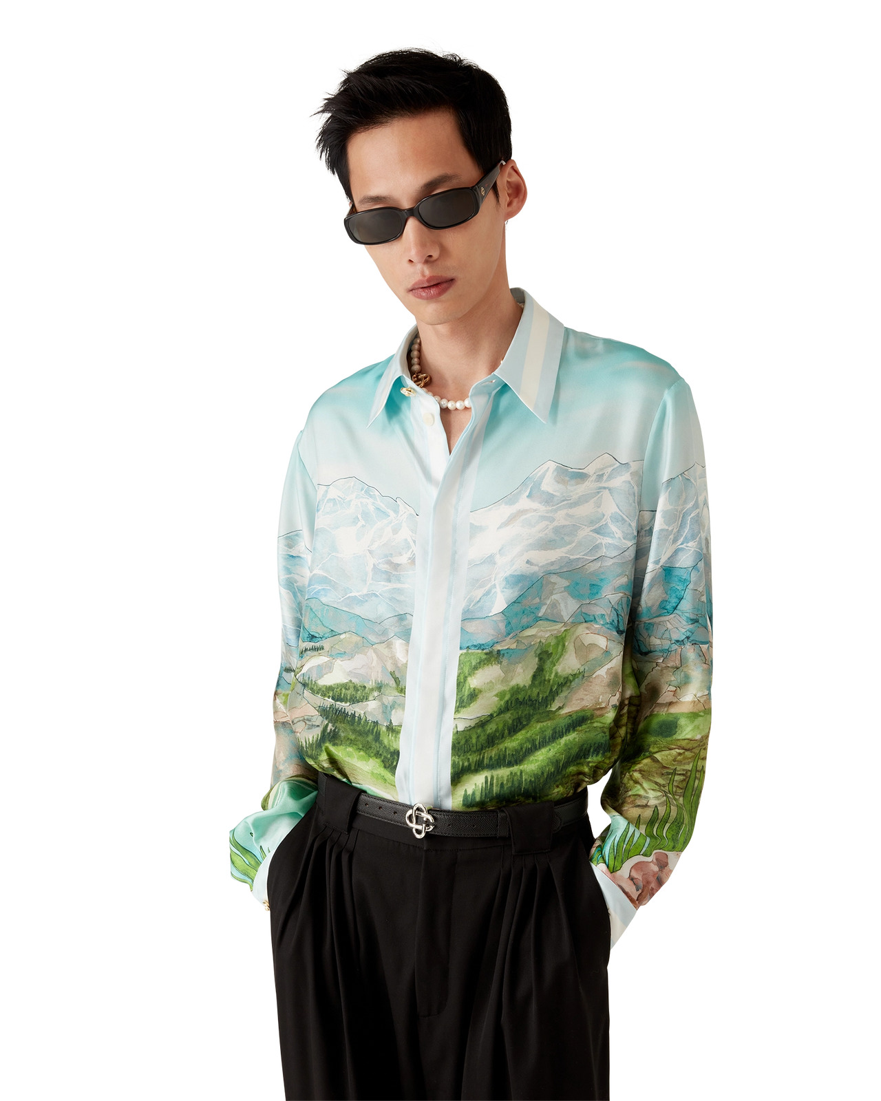 Dalmatian A La Montange Silk Long Sleeve Shirt - 7