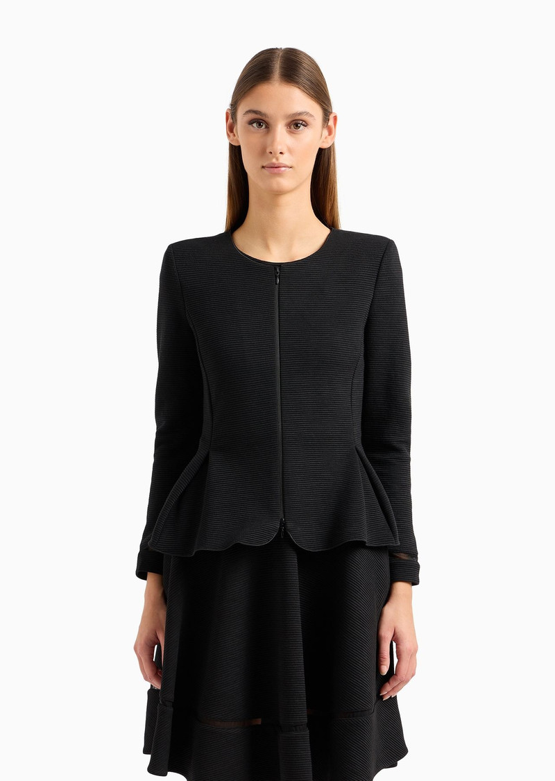 Ottoman jersey, single-breasted jacket with godet pleats 3