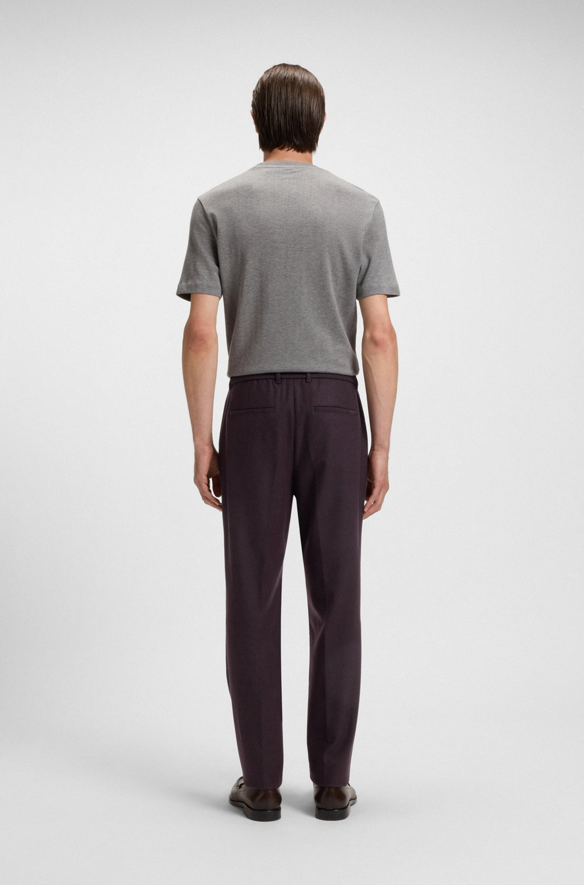TAPERED-FIT TROUSERS IN BRUSHED STRETCH FLANNEL - 4