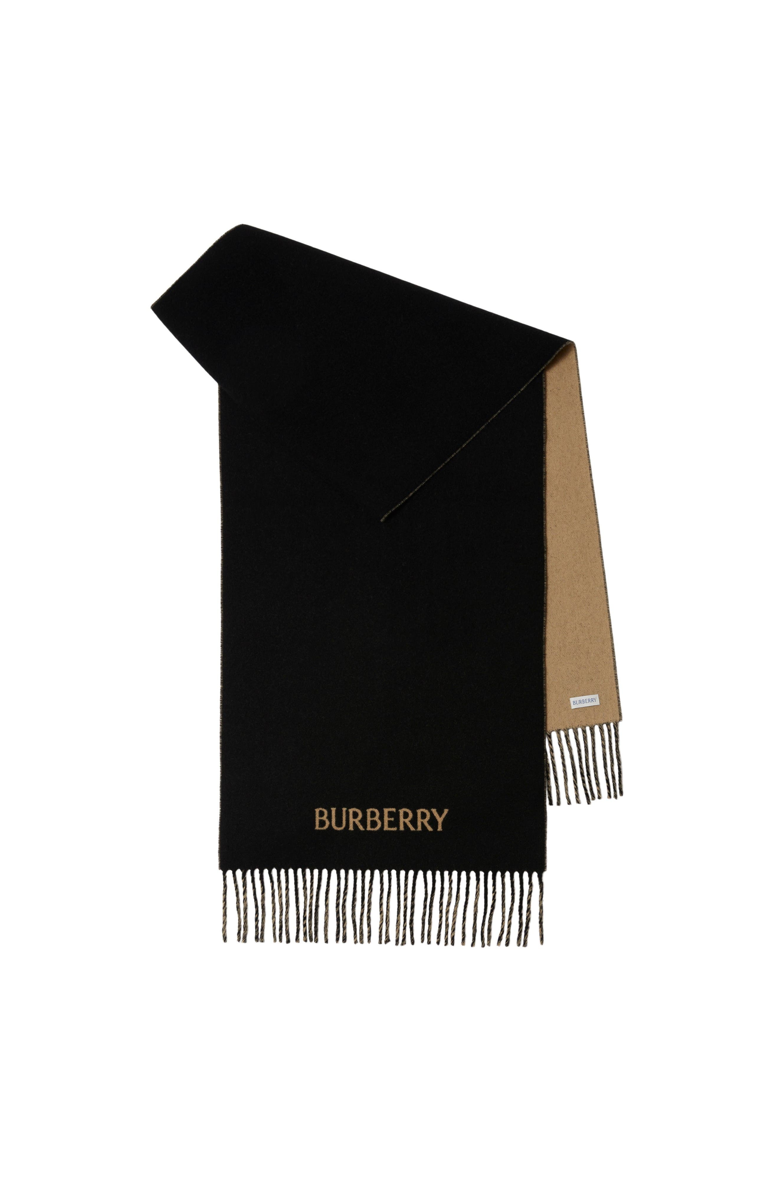burberry Reversible EKD Cashmere Scarf in Camel/black at Nordstrom - 1