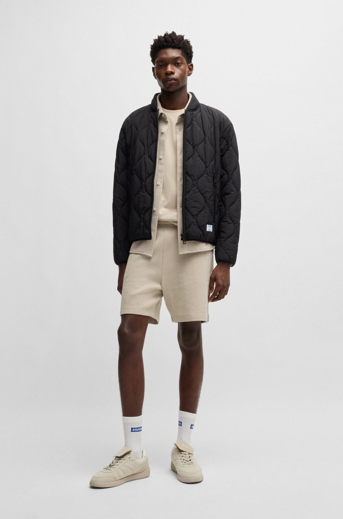 LOOSE-FIT SHORTS IN WAFFLE-STRUCTURED COTTON - 4