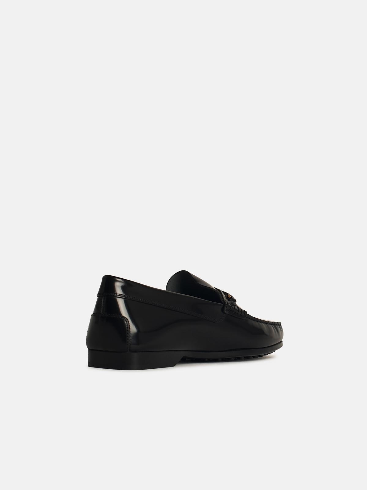 'KATE' BLACK LEATHER LOAFERS - 3