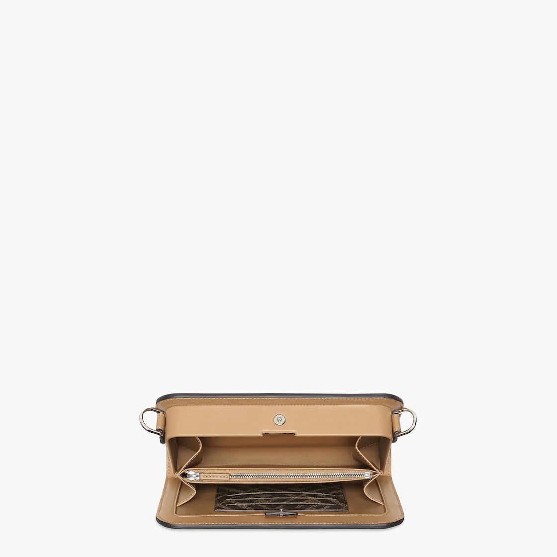 Wearable wallet with button fastening. The cross-body strap with FENDI lettering is adjustable and d - 4