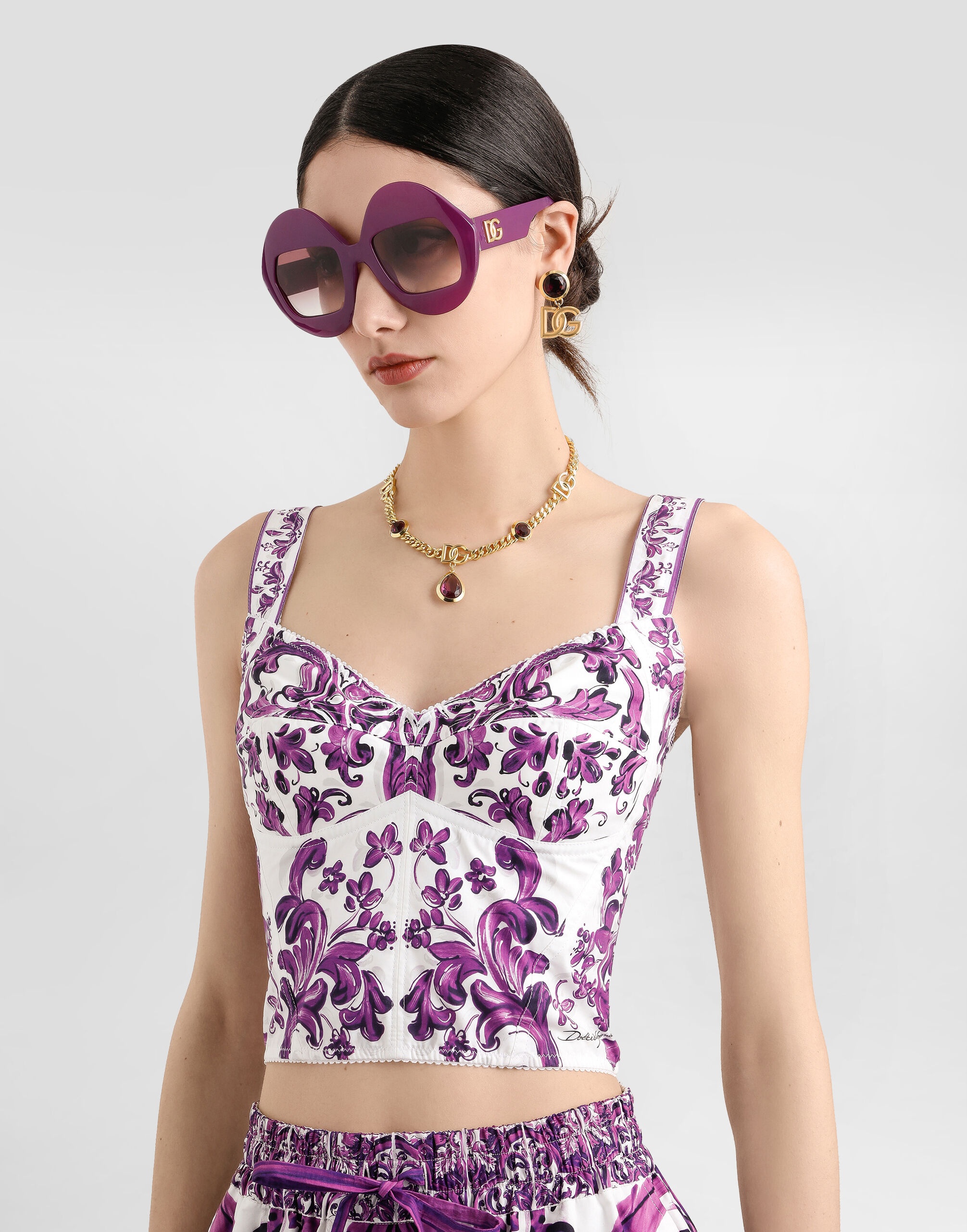Majolica-print poplin bustier - 4