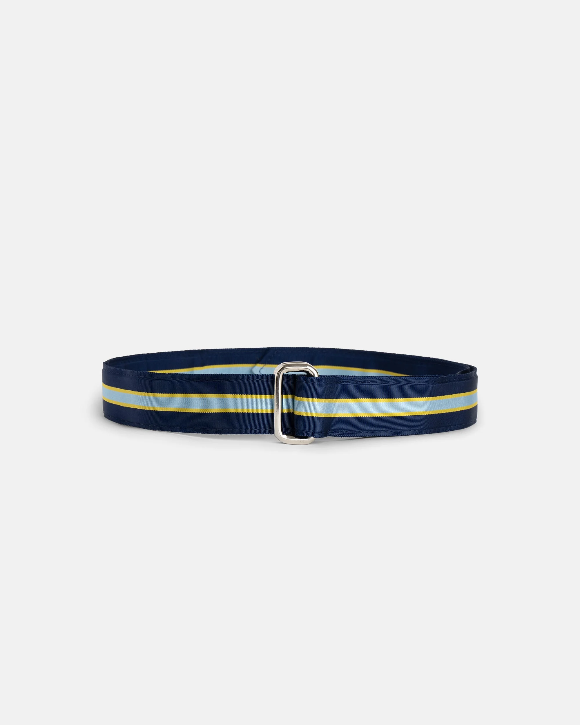 MADE-IN-USA NAVY, LIGHT BLUE & YELLOW GROSGRAIN RIBBON BELT - 1