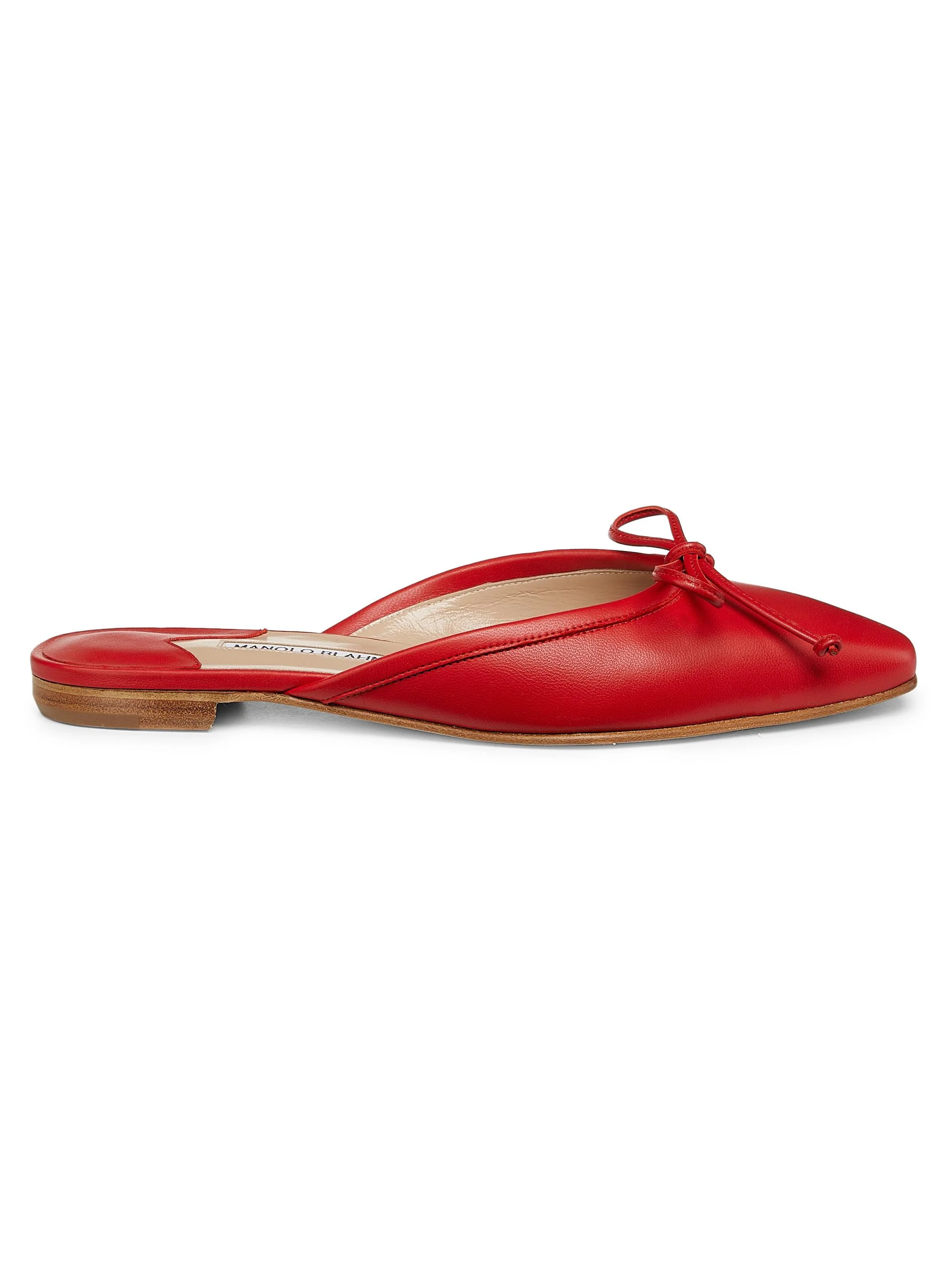 Women's Ballerimu Bow-Detailed Leather Flat Mules - Red - 1