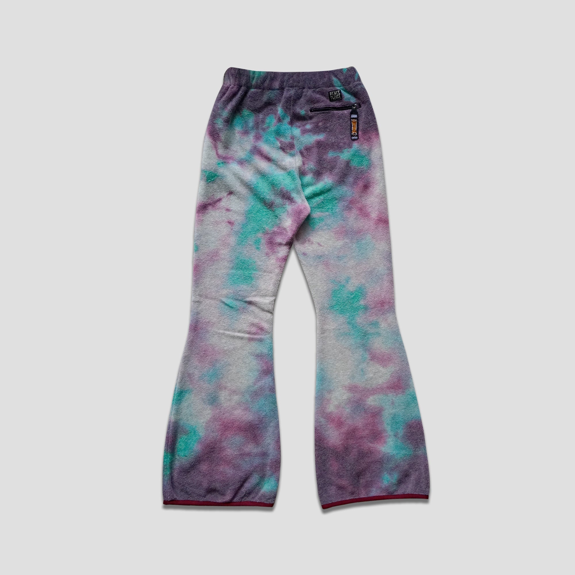 REVERSIBLE FLEECE TIE DYE FLARE PANTS - PURPLE/BLUE - 4