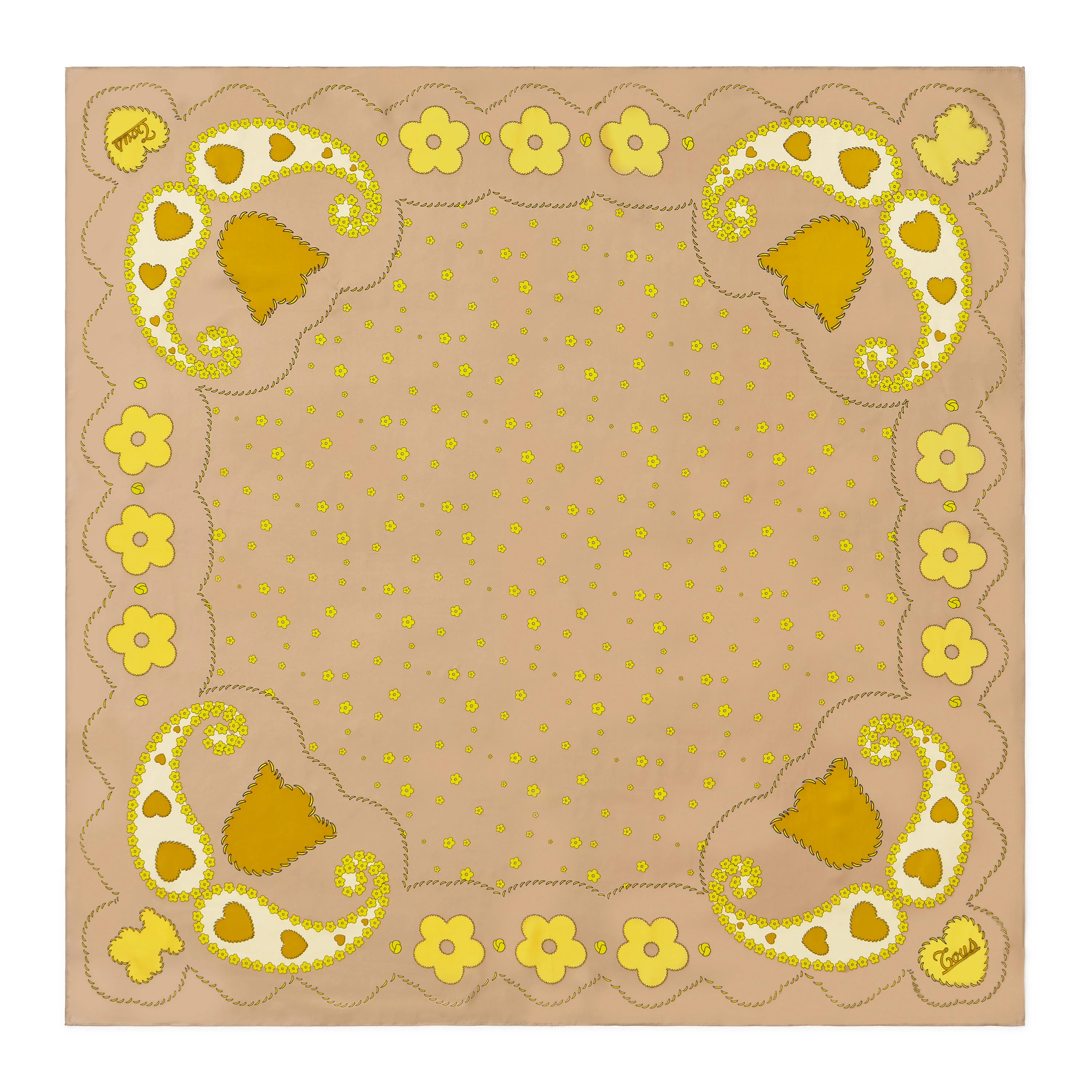 Square sand-colored Scarf TOUS Motifs Paisley - 1