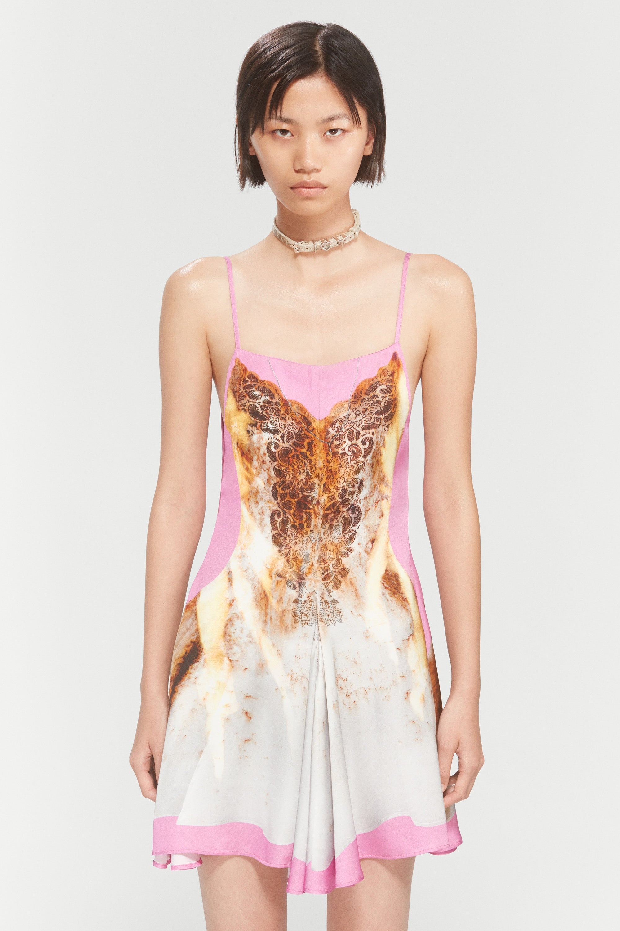 LACE PRINT SLIP DRESS - 3