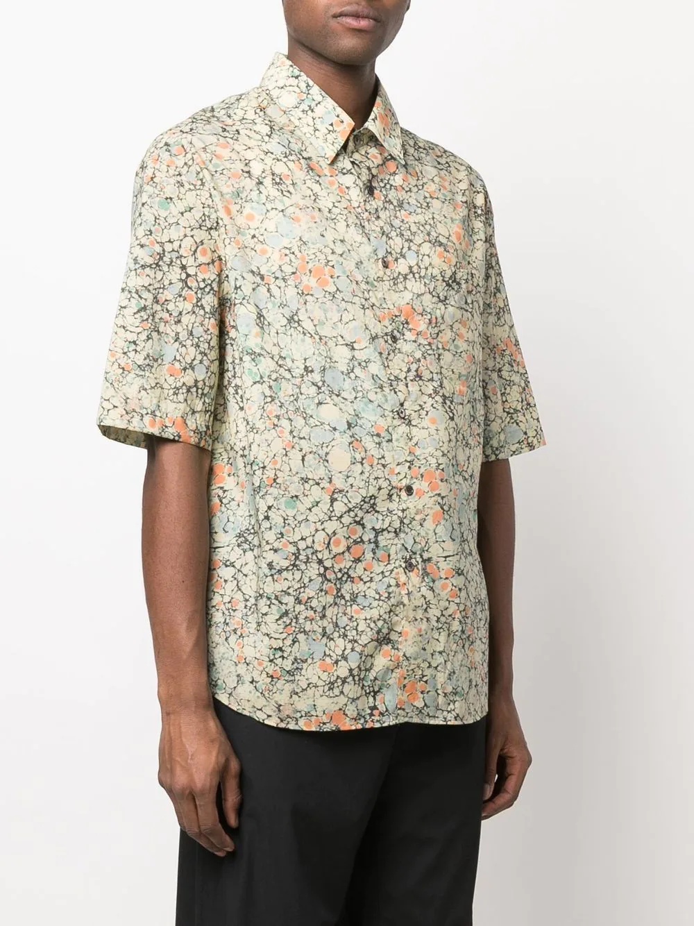 marbled pattern short-sleeved shirt - 4