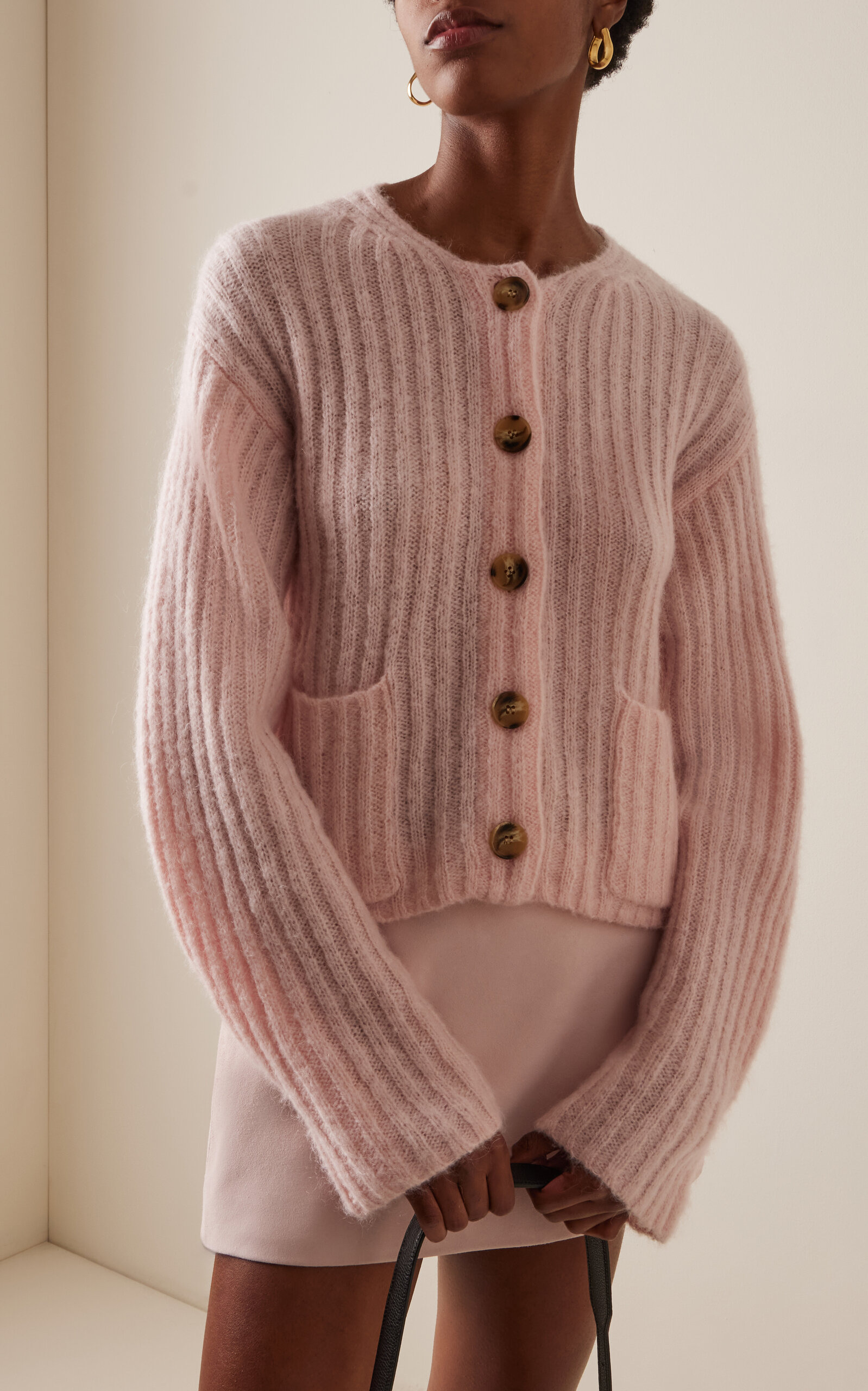 Cierrou Rib Cardigan pink - 2