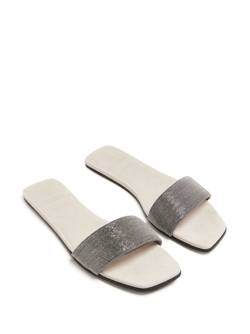 Brunello Cucinelli Monili leather slides outlook