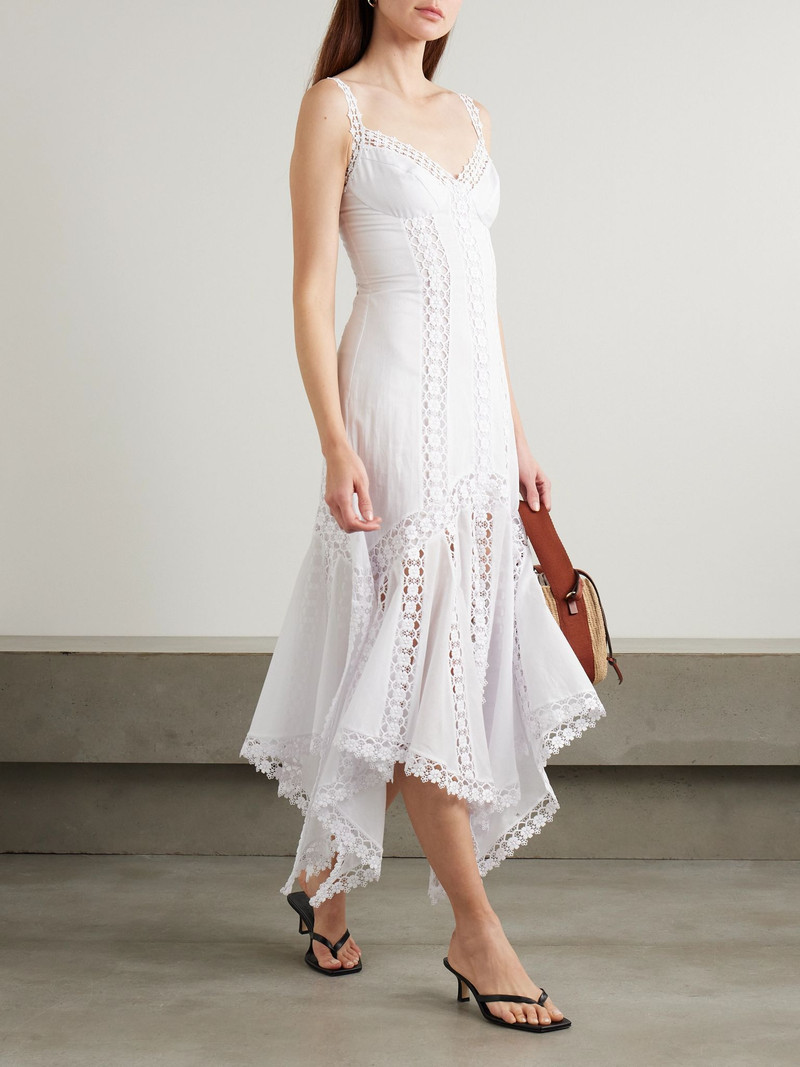 Charo Ruiz Blossel tiered guipure lace-trimmed cotton-blend voile midi dress White outlook