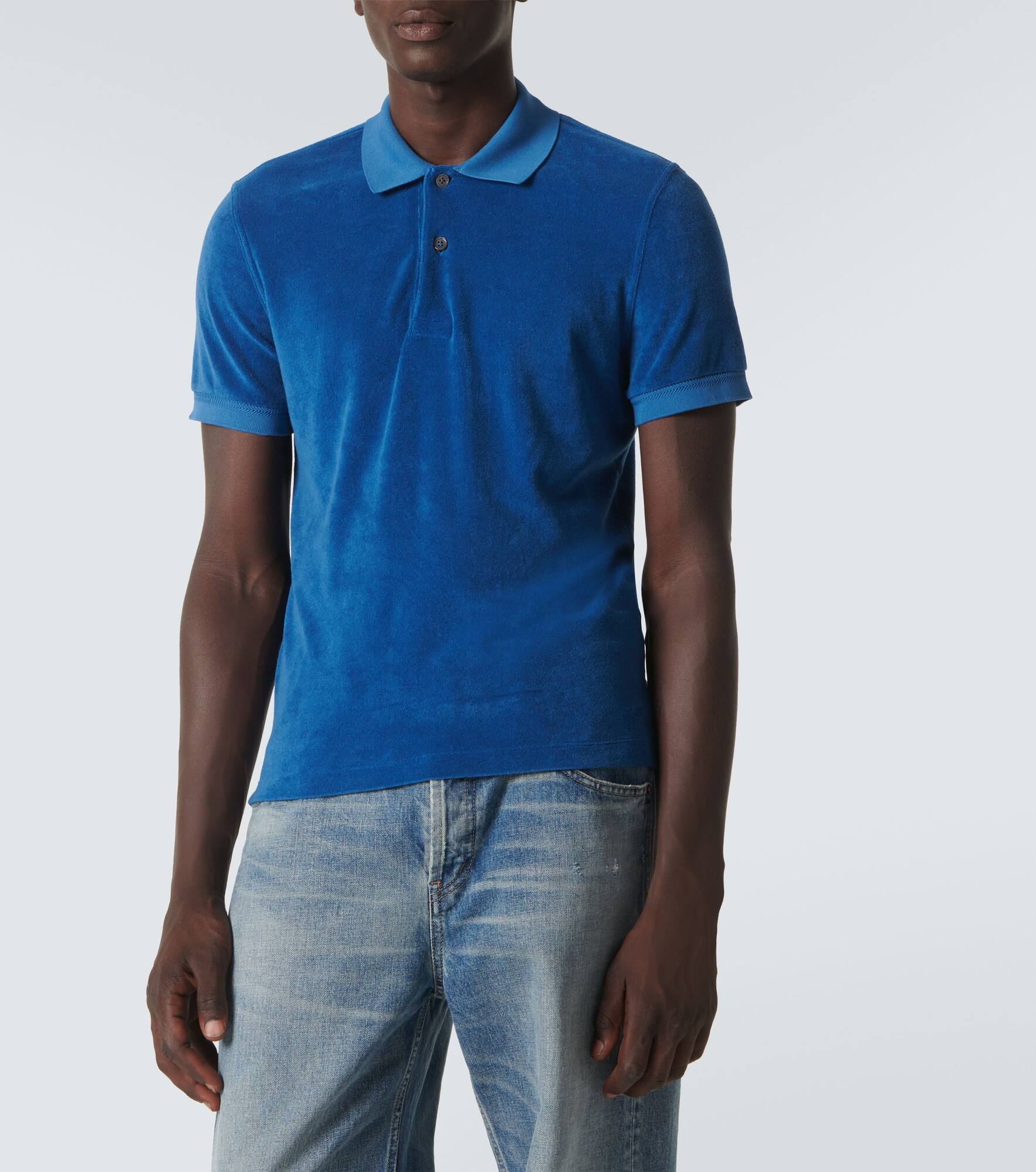 Cotton-blend terry polo shirt - 3