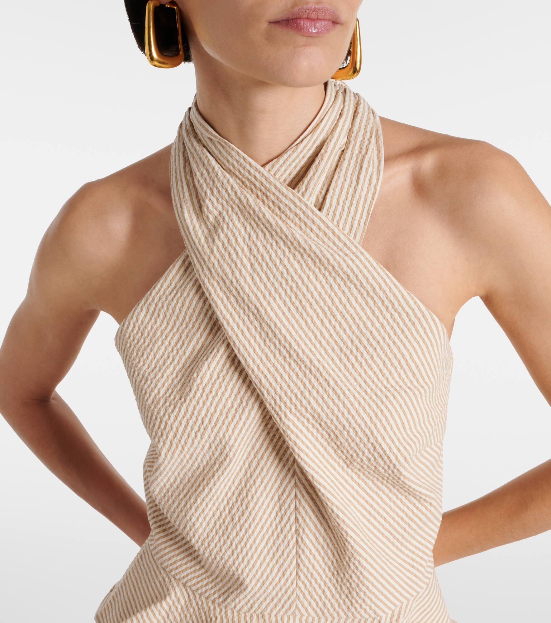 Drey halterneck cotton seersucker top - 4