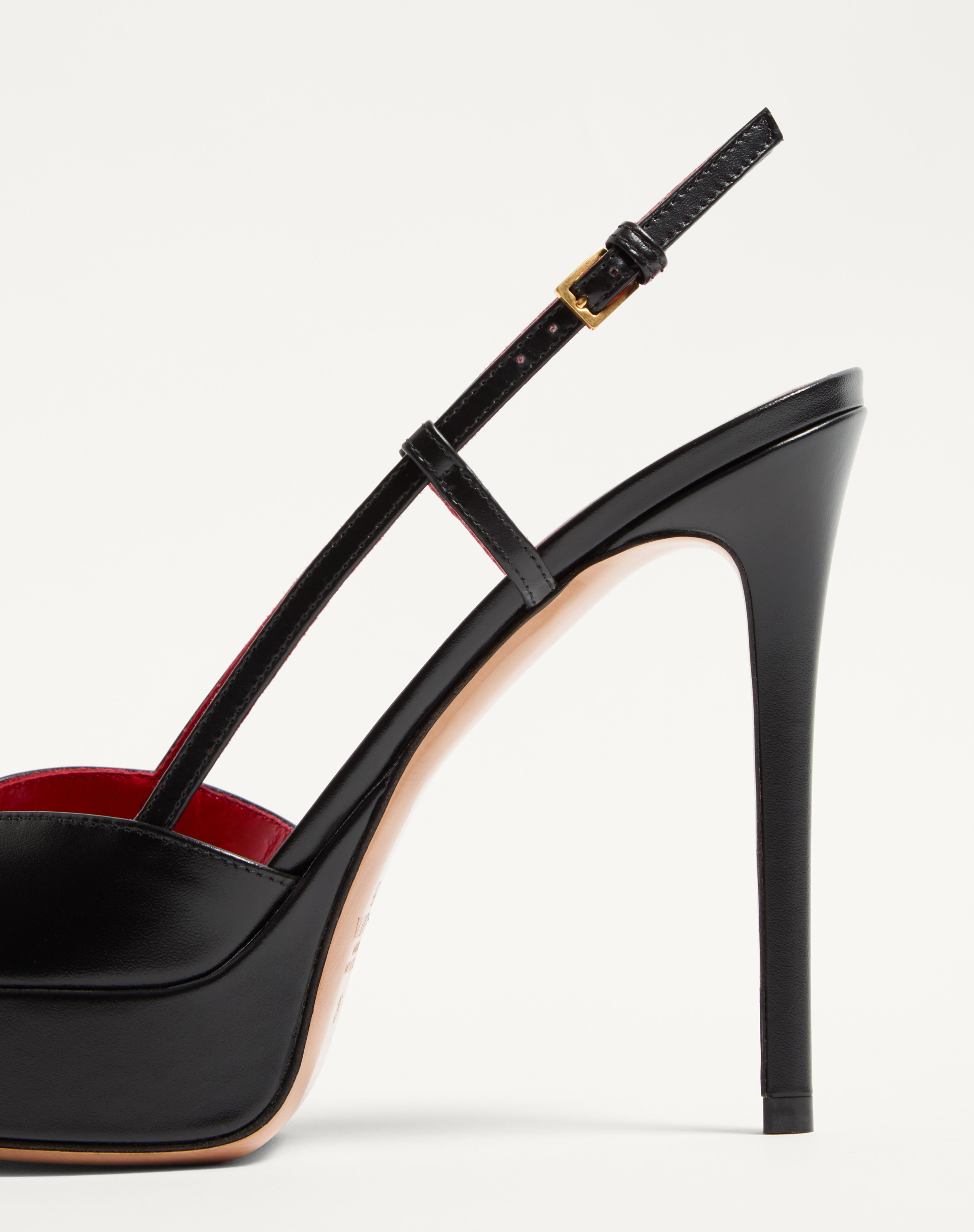 VLOGO SIGNATURE CALFSKIN SLINGBACK PLATFORM PUMP 120MM - 7