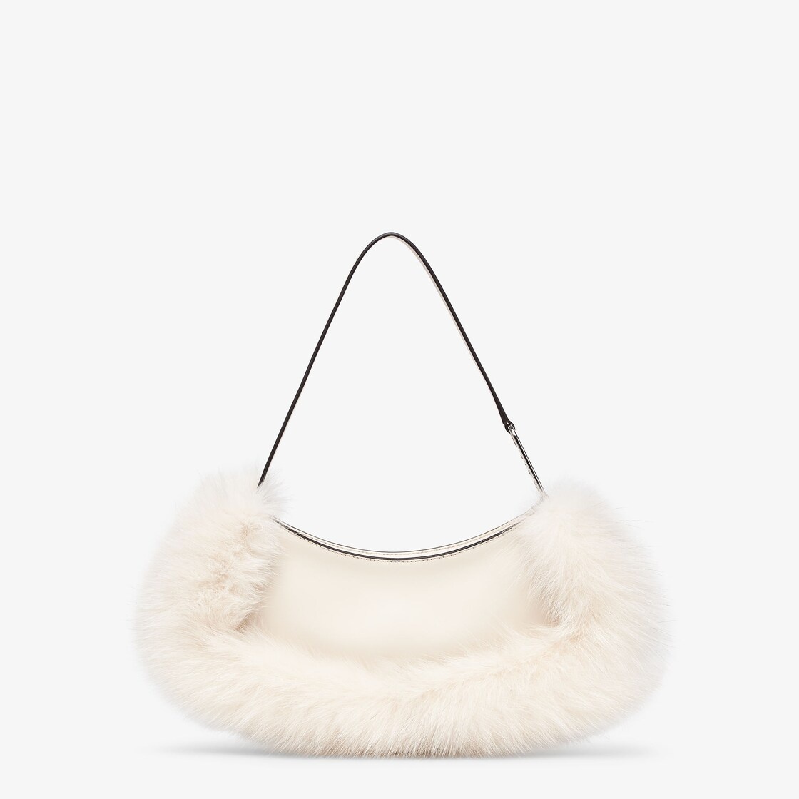 Pouch made of camellia-colored leather, embellished with tone on tone fox fur and decorated with Fen - 3