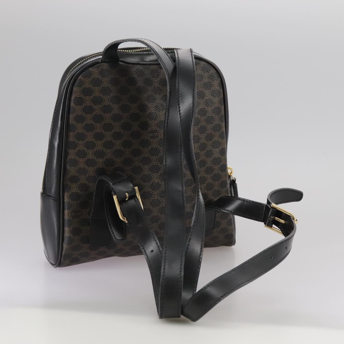 CELINE Macadam Canvas Backpack Pvc Leather Black Silver - 7