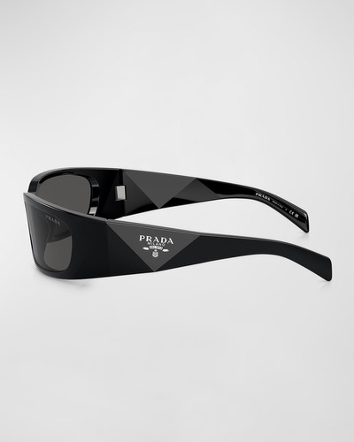 Prada Men's Plastic Rectangle Wrap Sunglasses outlook
