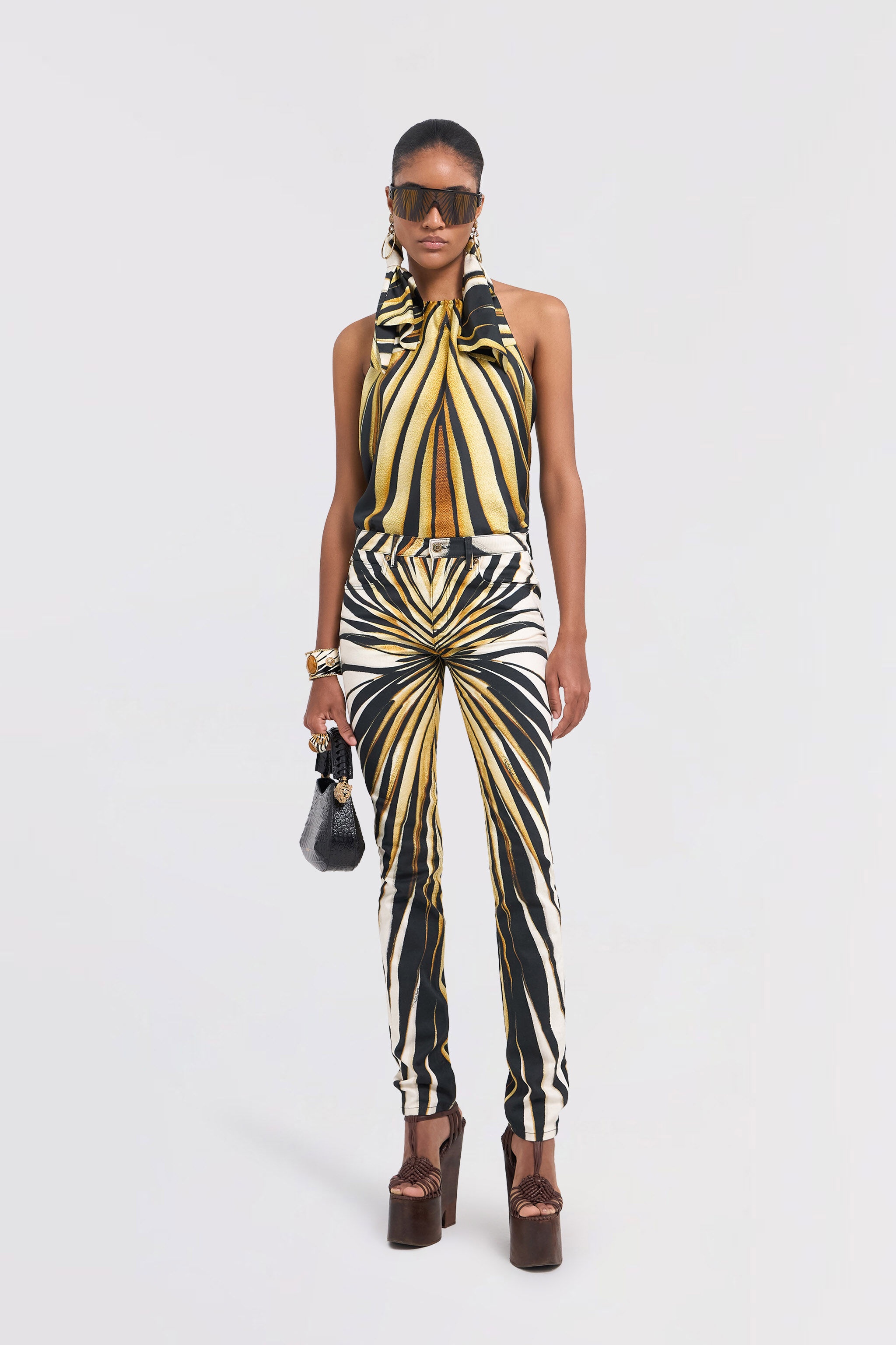 Ray of Gold Print Trousers Jeans - 2