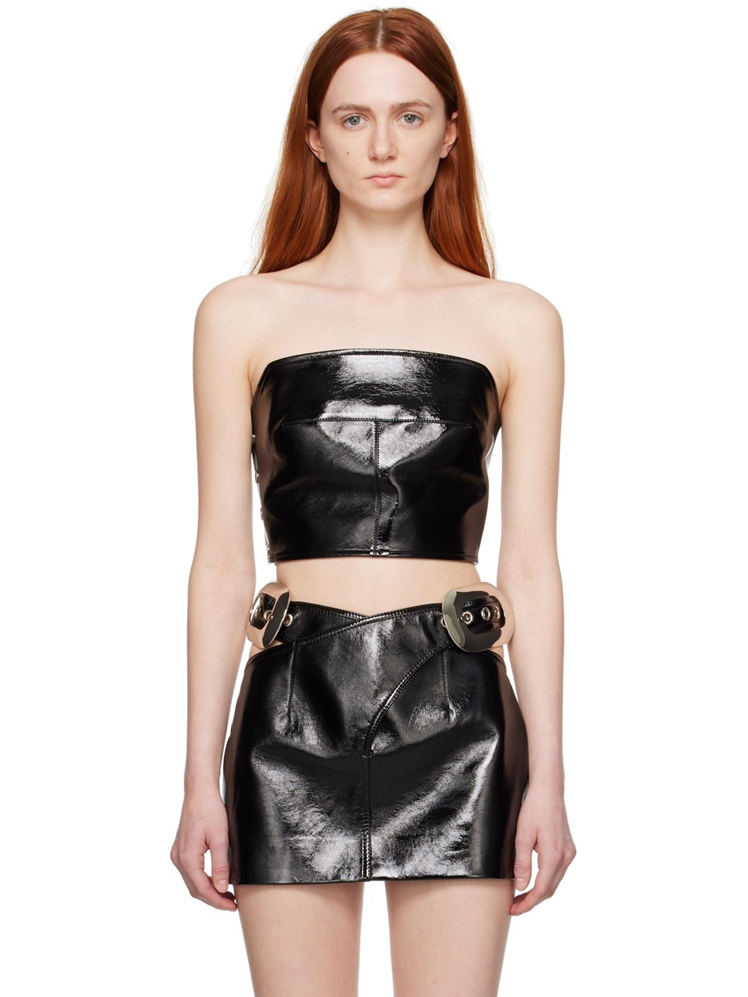 SSENSE Exclusive Black Faux-Leather Camisole - 1