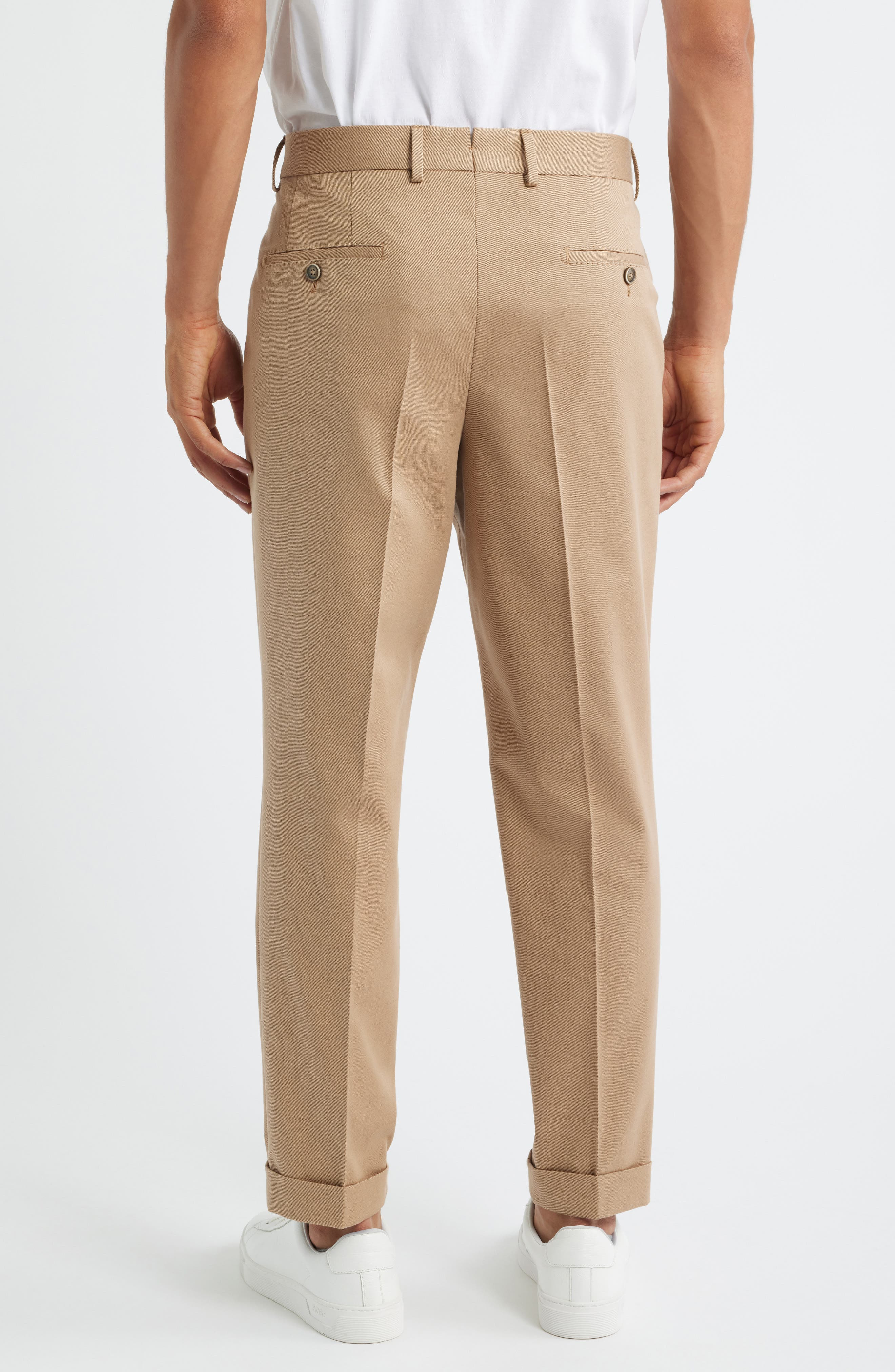BOSS Peet Pleated Virgin Wool Dress Pants in Medium Brown at Nordstrom - 2