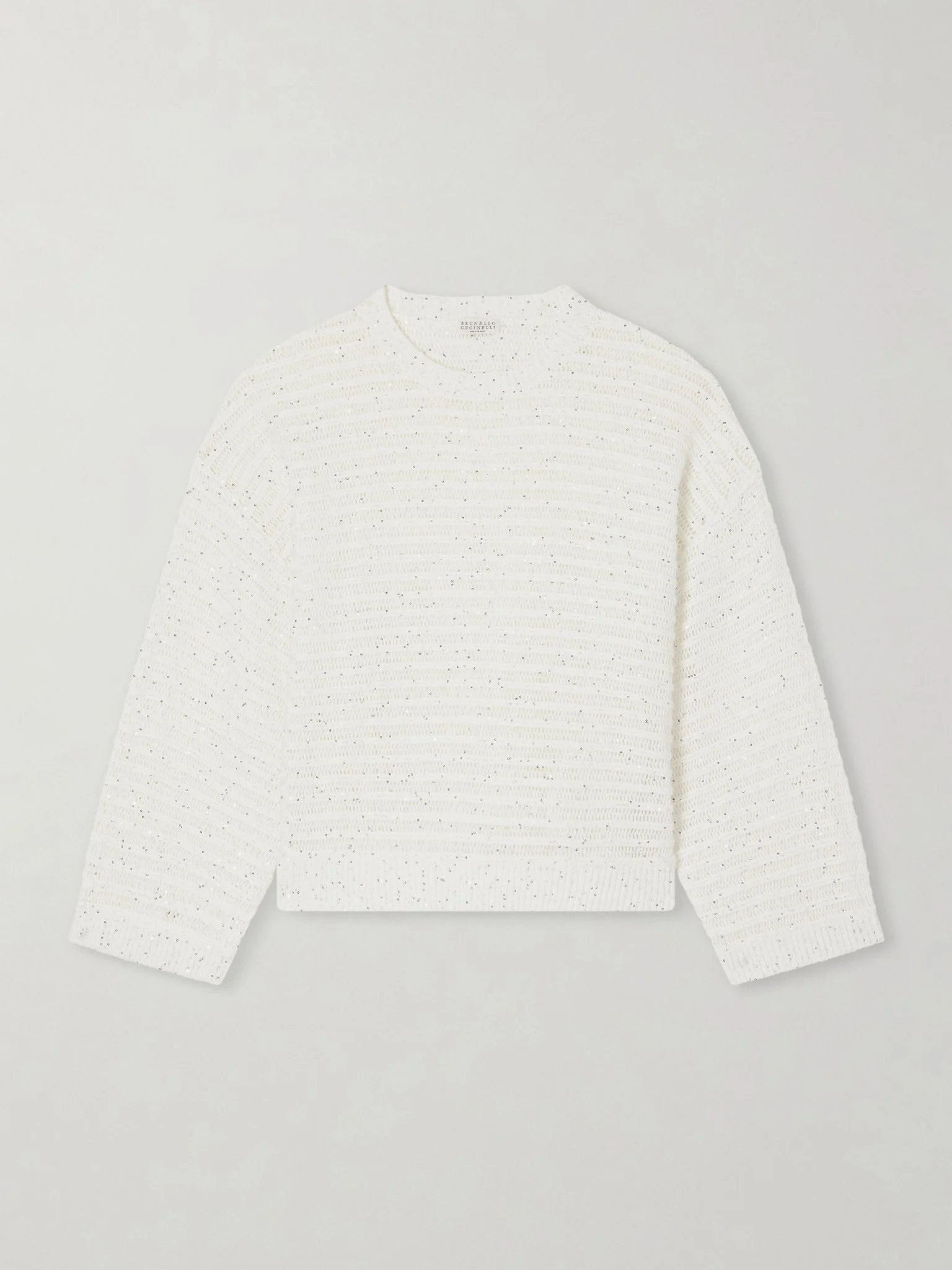 Open linen-blend knit sweater White - 1