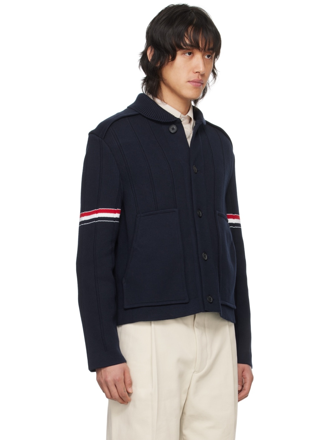 Navy Shawl Collar Jacket - 2