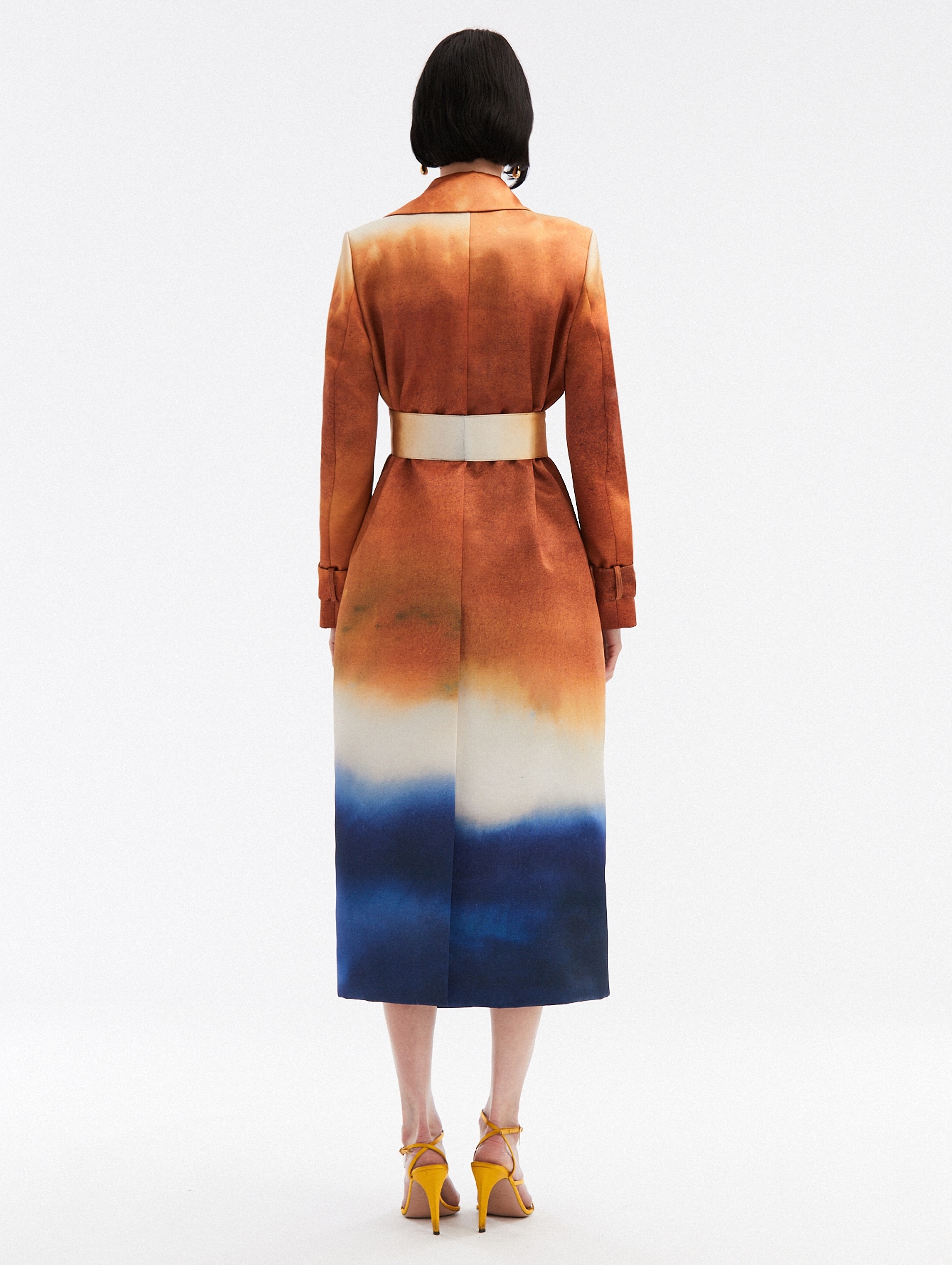 ABSTRACT OMBRÉ SATIN TRENCH COAT - 2